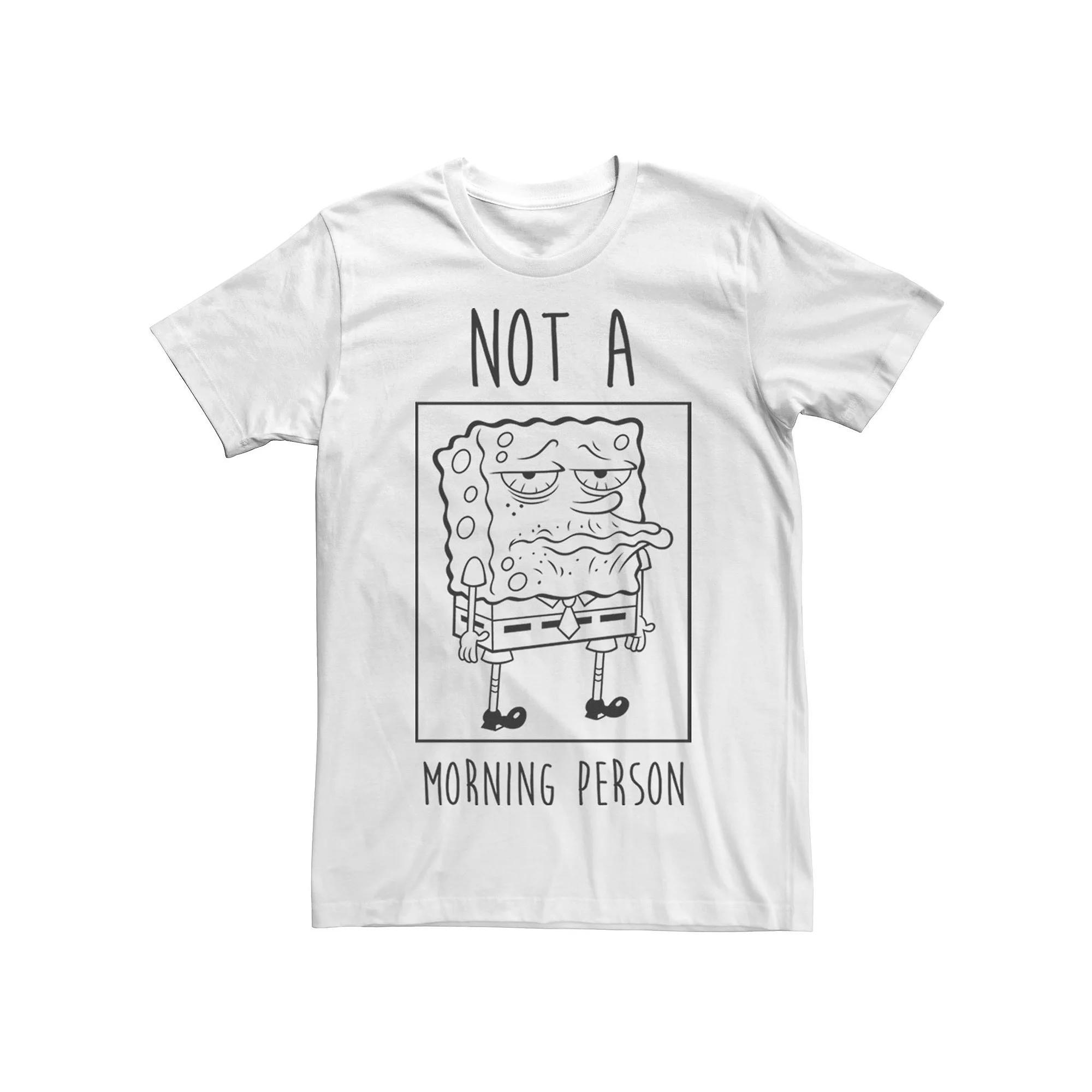 Mens Spongebob Not A Morning Person Outline Portrait Panel Tee Product Image