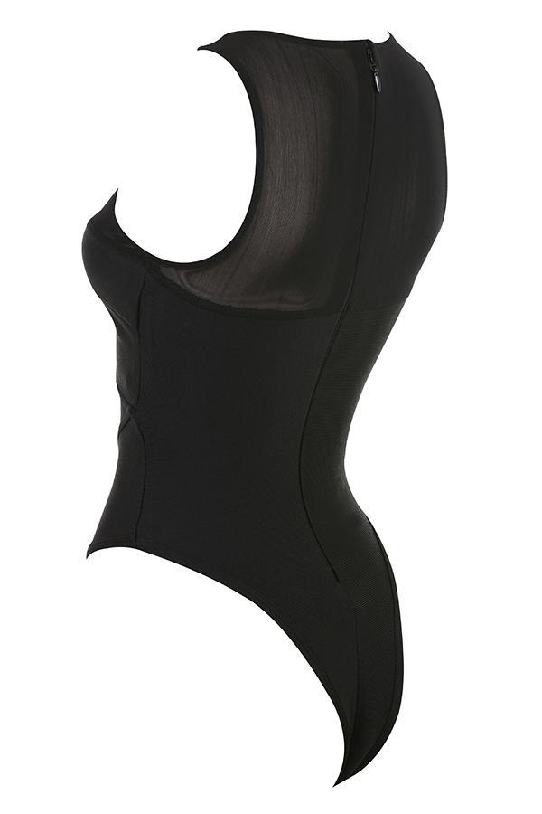 Chiara Black Sleeveless Bandage Bodysuit Product Image