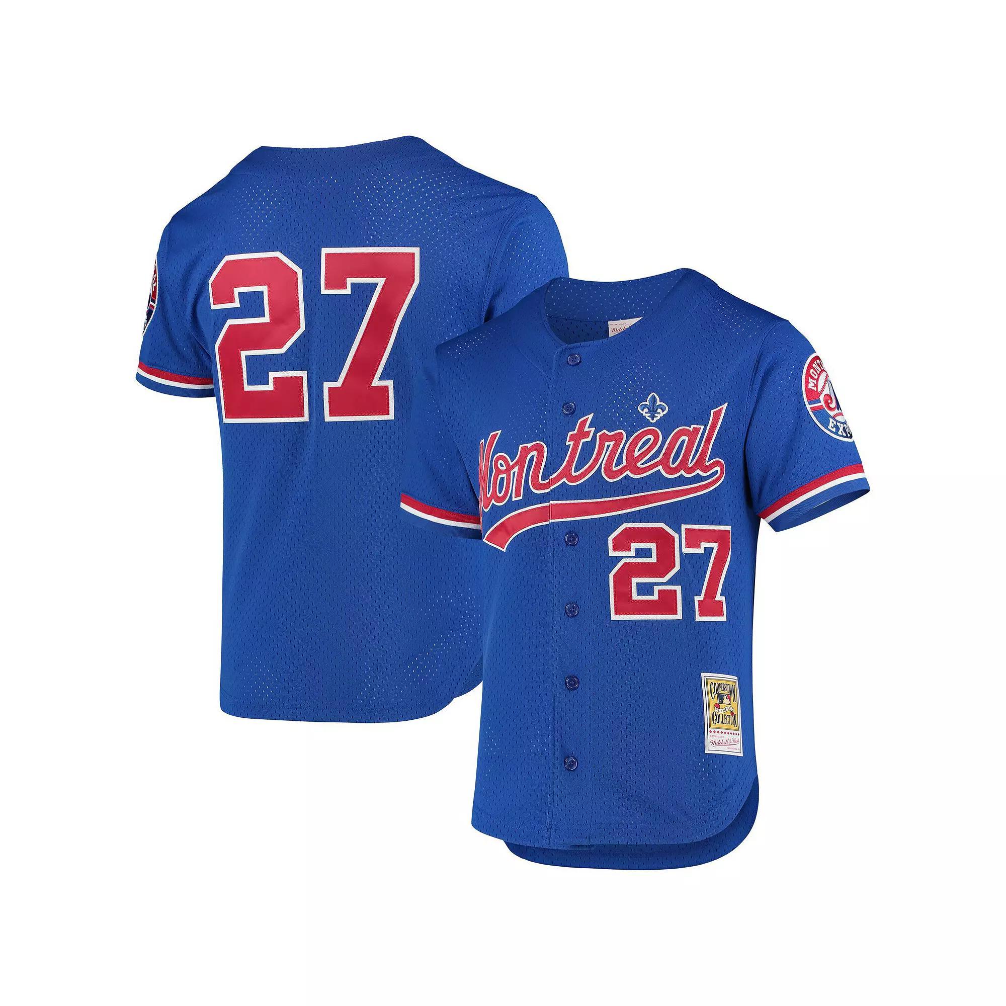 Mens Mitchell & Ness Vladimir Guerrero Blue Montreal Expos Cooperstown Collection Mesh Batting Practice Button-Up Jersey Product Image