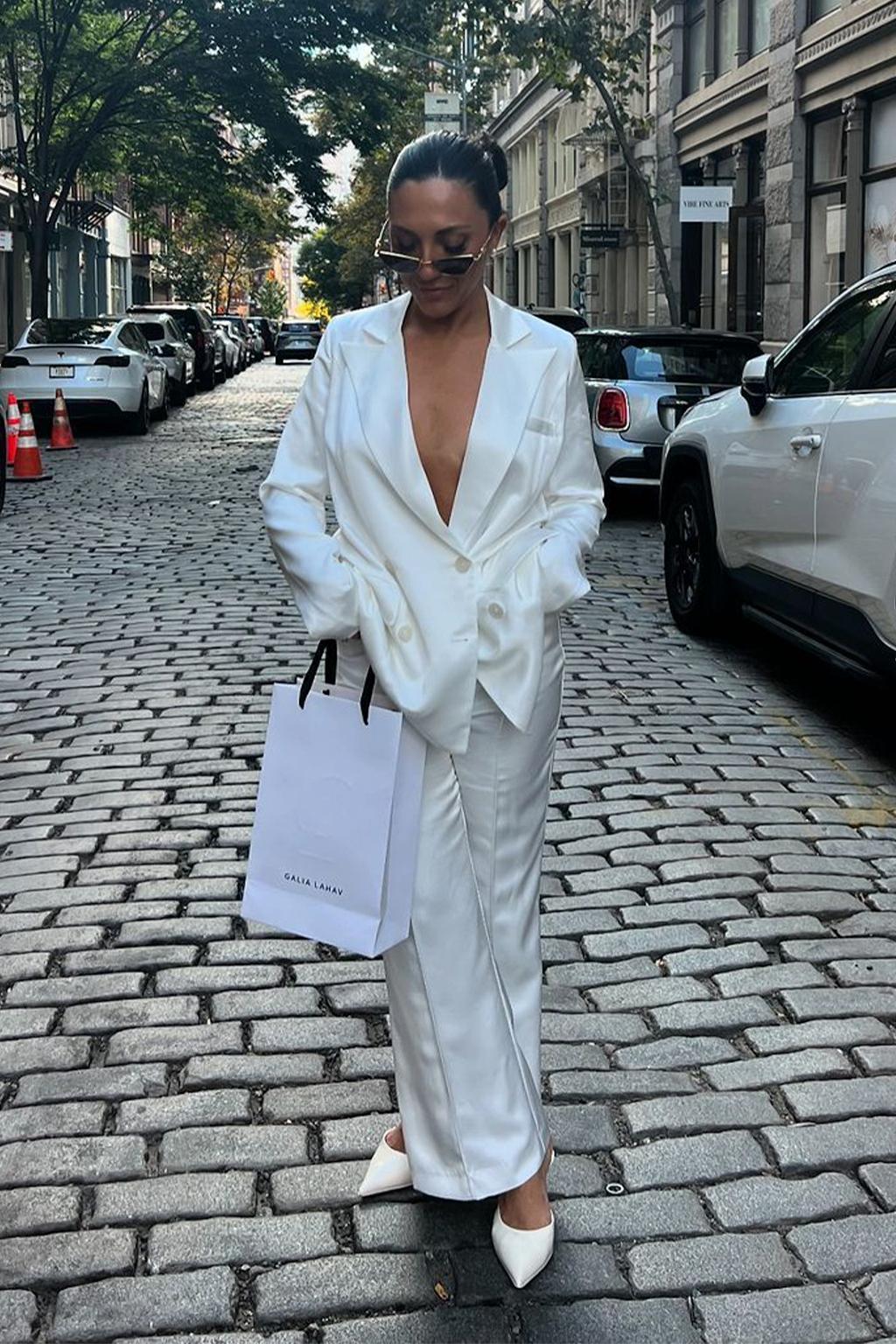 Madison White Satin Blazer Product Image