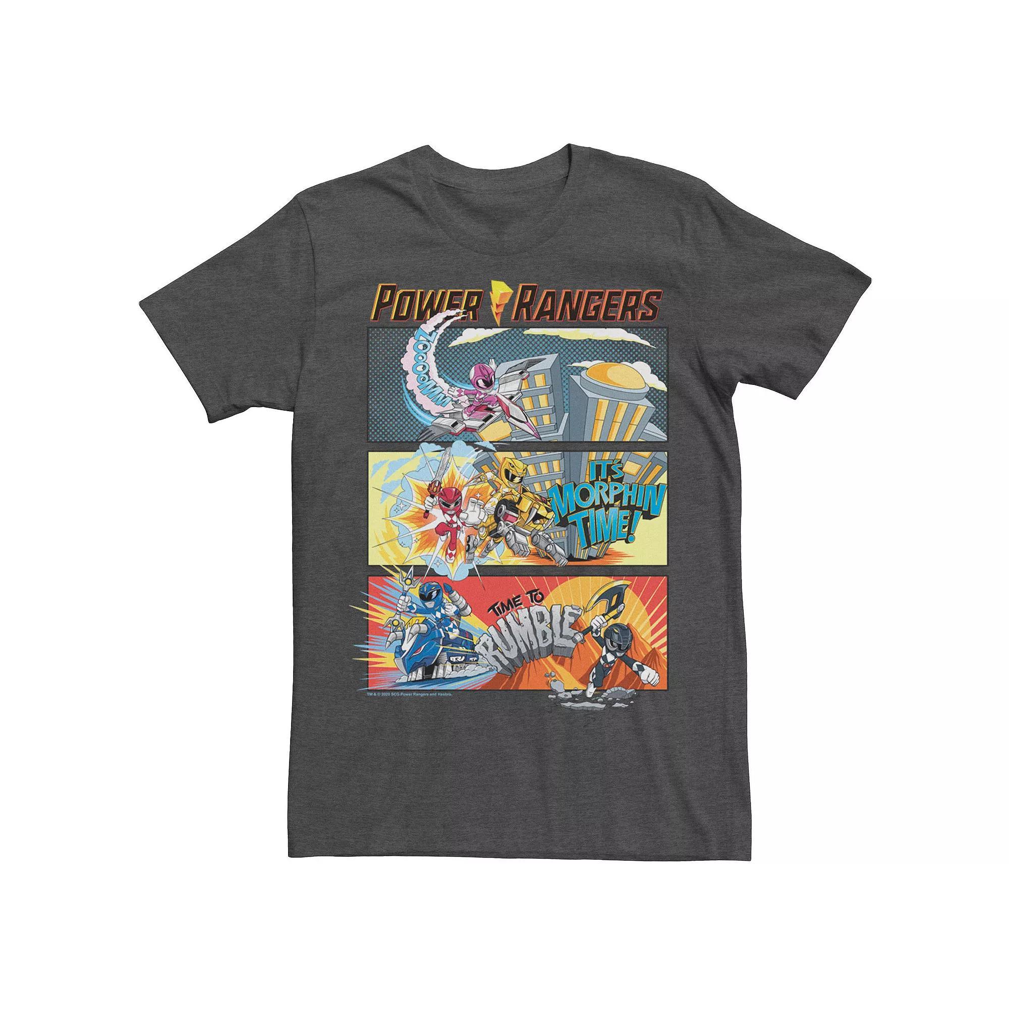 Men's Power Rangers Comic Action Panels Tee, Size: XXL, Grey Heather Product Image