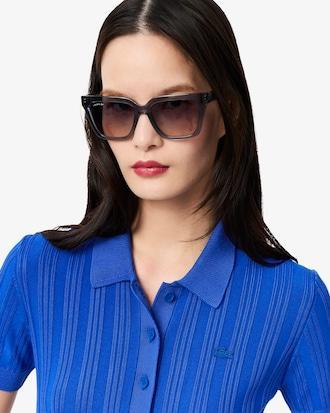 Ribbed Knit Polo Collar Sweater Product Image