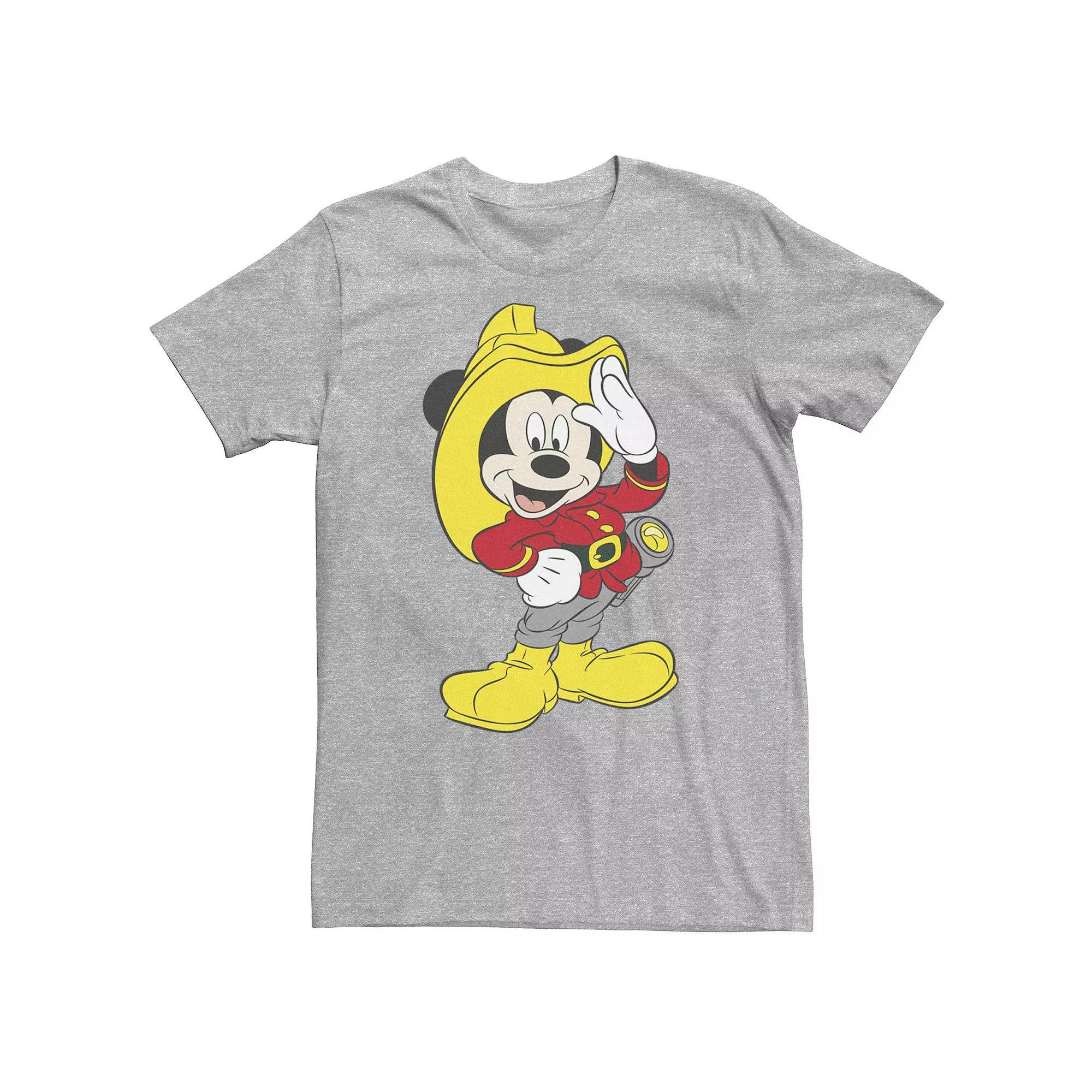 Big & Tall Disney Mickey Mouse Firefighter Outfit Tee, Men's, Size: 4XL Tall, Athletic Grey Product Image