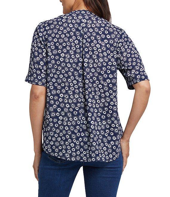 NYDJ Charming Printed V-Neck Short Sleeve Top Product Image