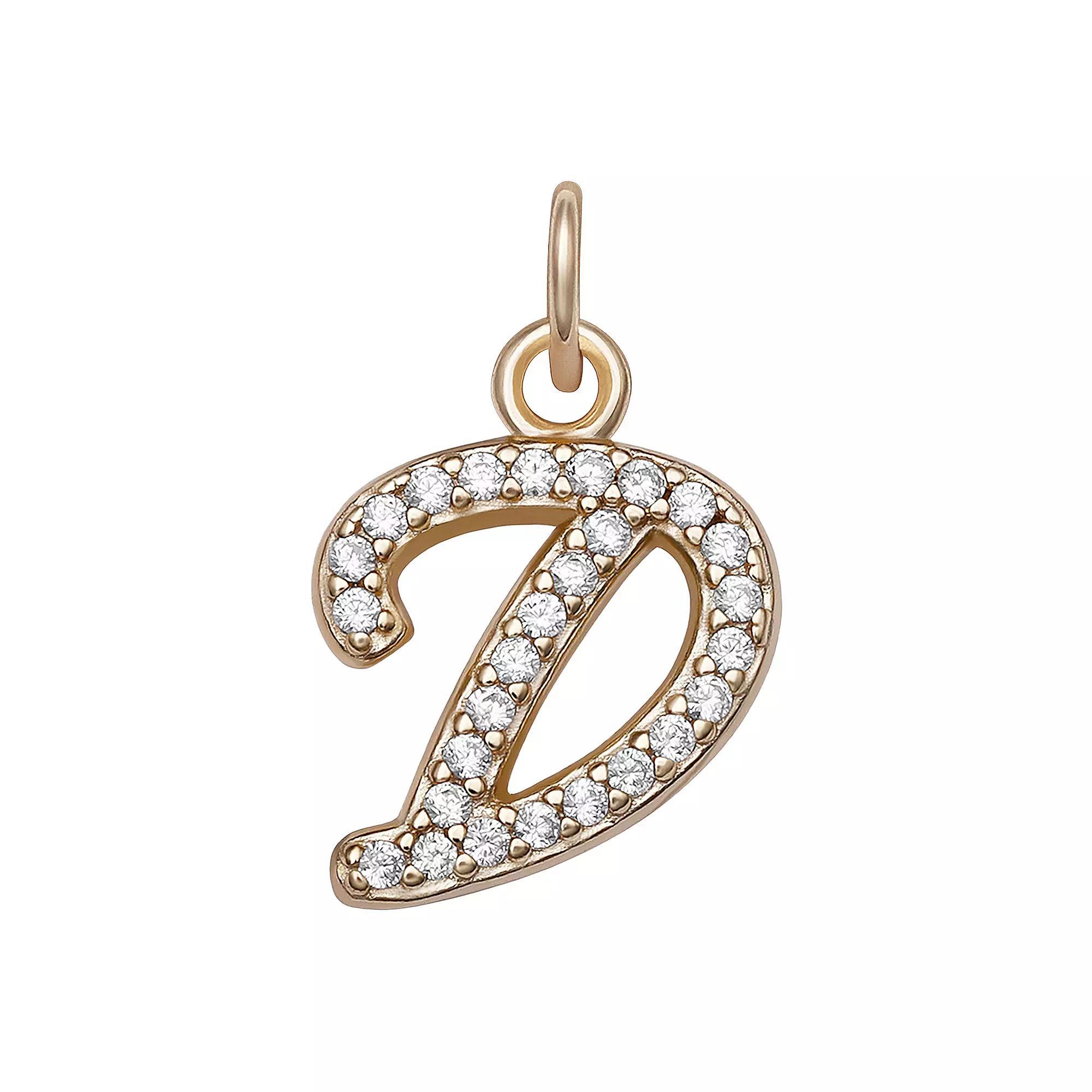 LC Lauren Conrad Sterling Silver Cubic Zirconia Initial Charm, Womens, Gold Tone O Product Image
