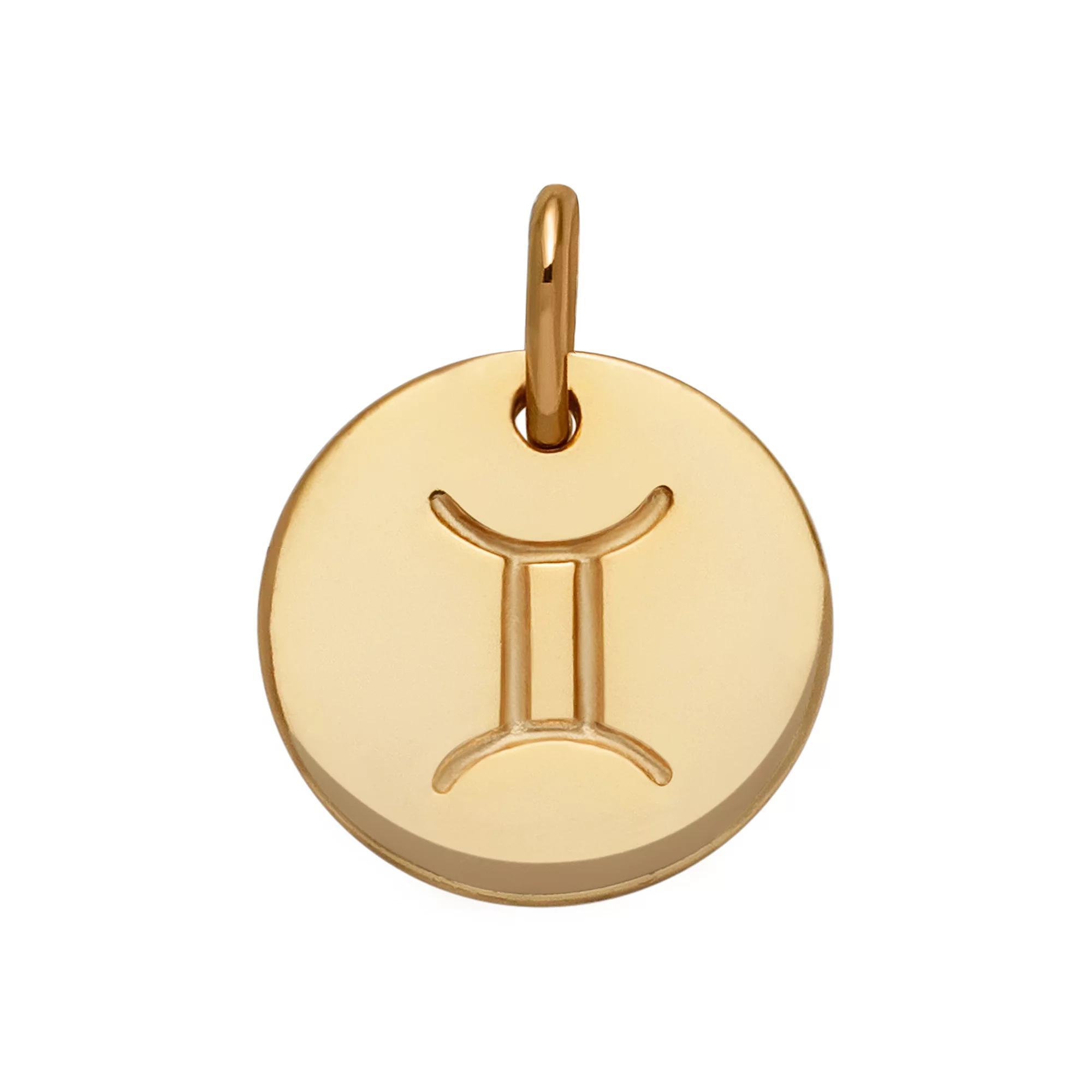PRIMROSE 18k Gold Over Silver Etched Zodiac Disc Charm, Women's, Gold Tone Pisces Product Image