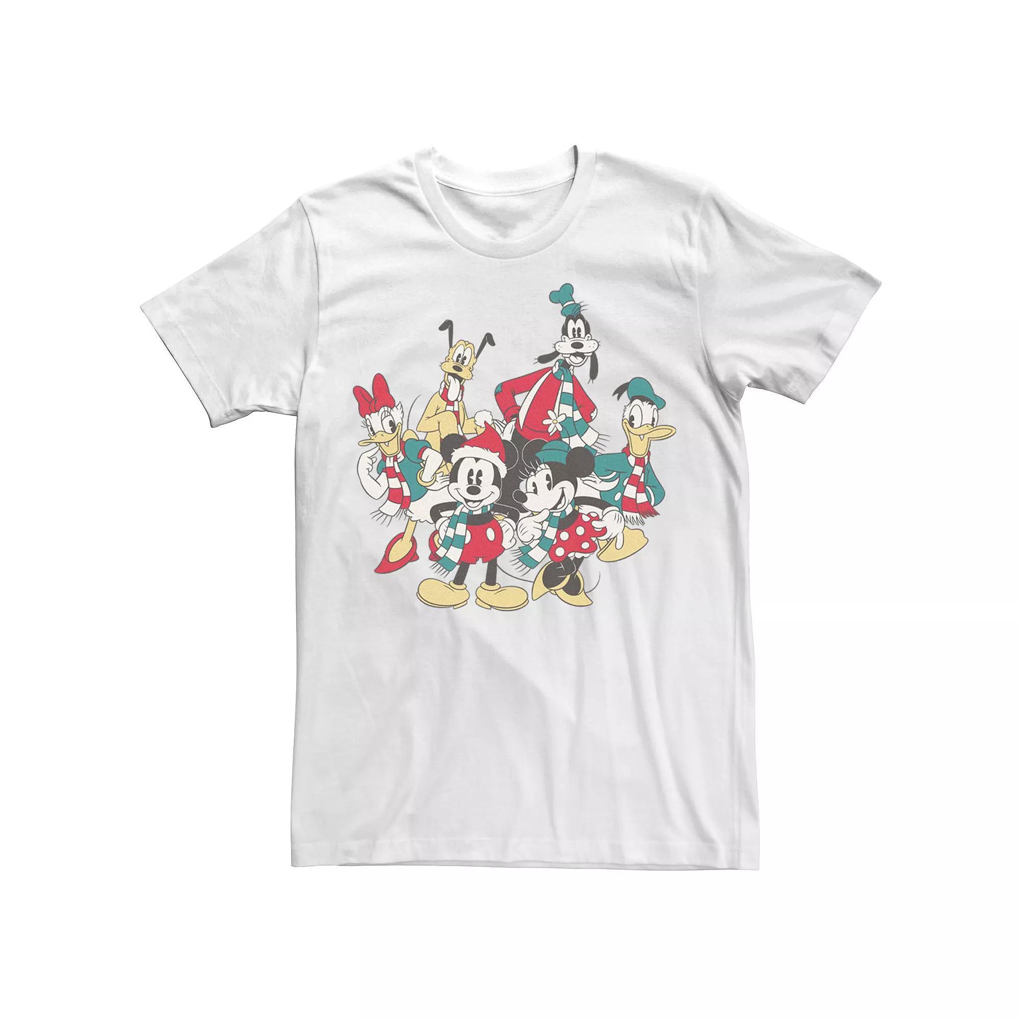 Men's Mickey Classic Holiday Group Christmas Group Shot Tee, Size: XXL, White Product Image