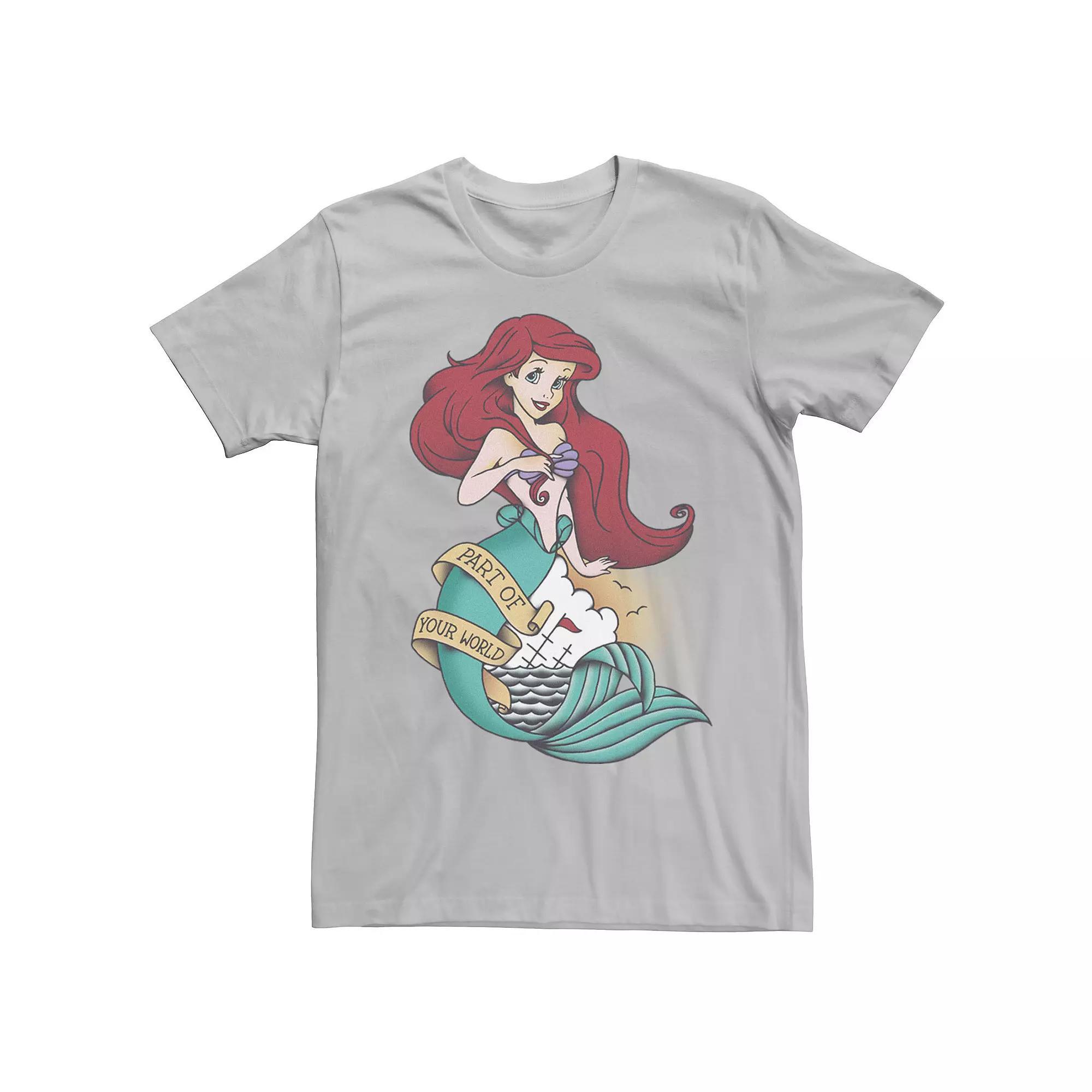 Men's Disney's The Little Mermaid Tattoo Style Quote Tee, Size: Large, Silver Product Image