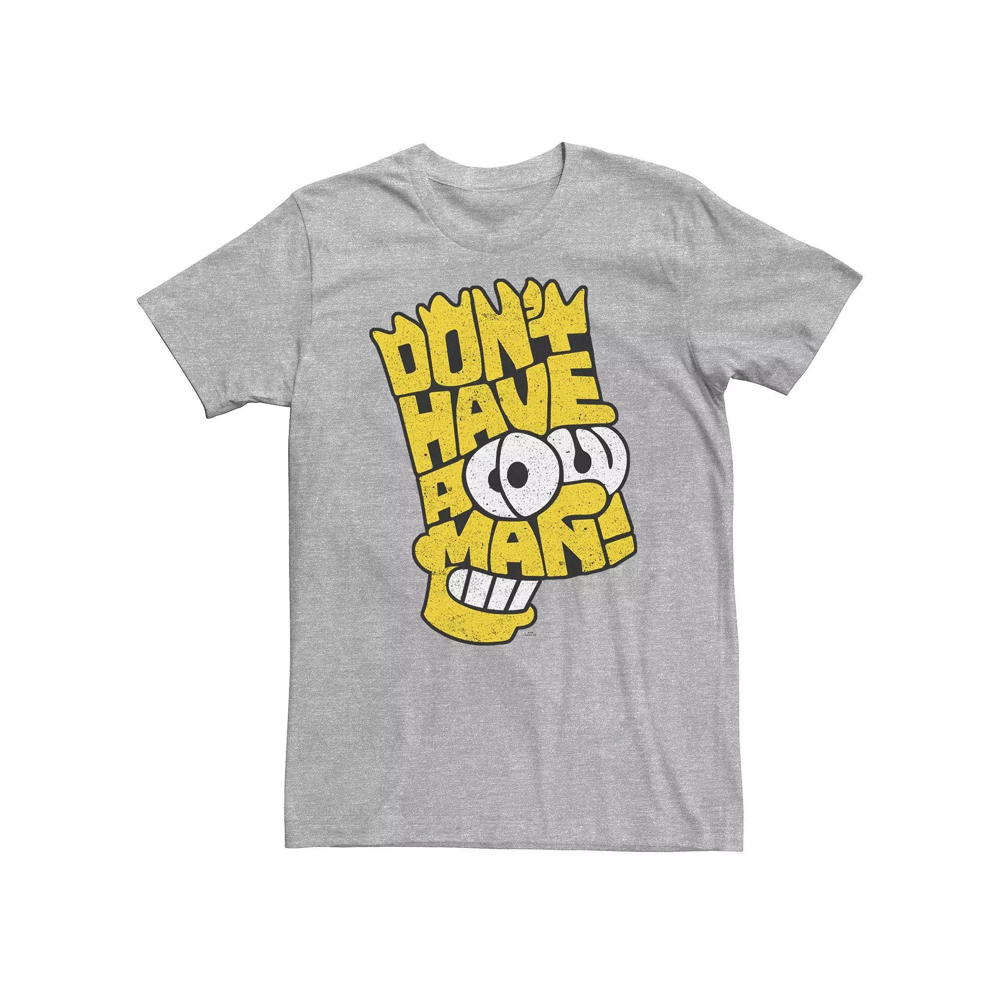 Big & Tall The Simpsons Bart Big Head Text Fill Tee, Men's, Size: 3XL, Athletic Grey Product Image