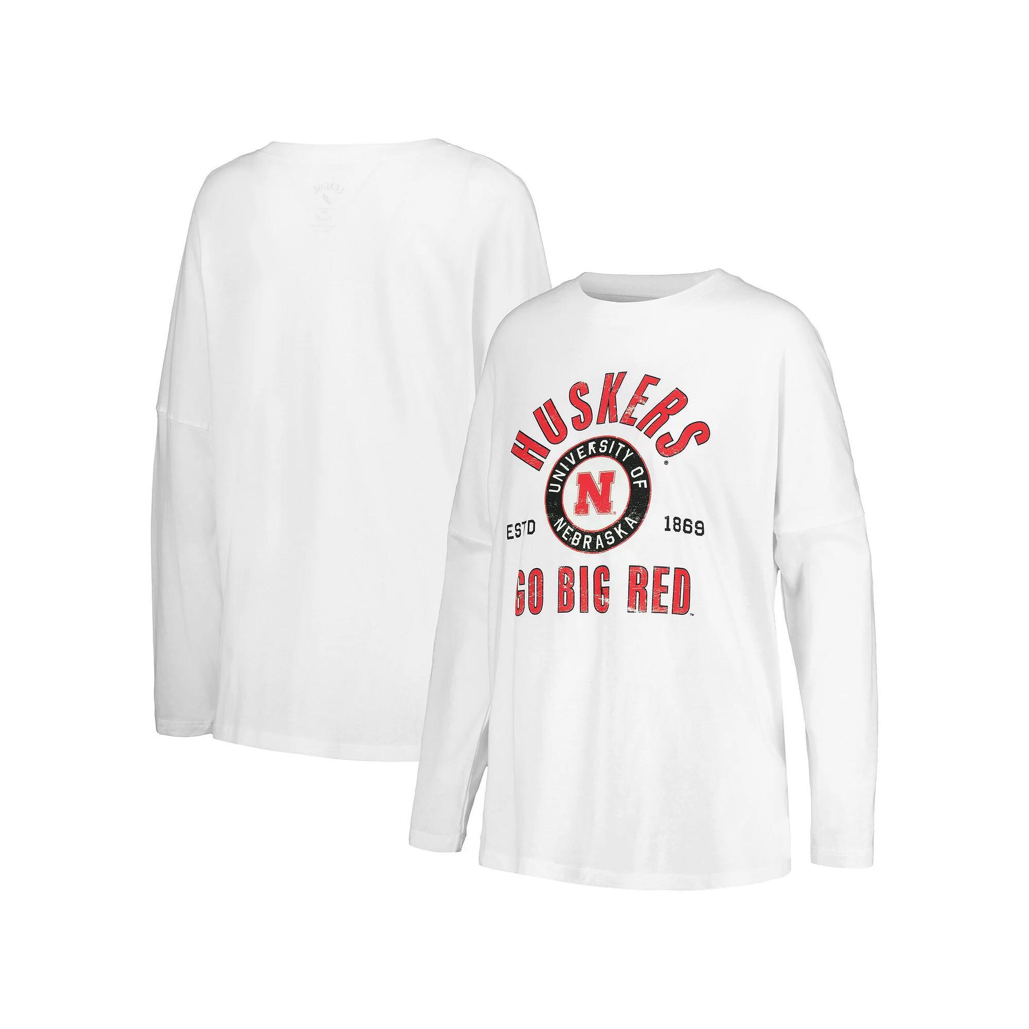 Womens League Collegiate Wear Nebraska Huskers Clothesline Oversized Long Sleeve T-Shirt Product Image