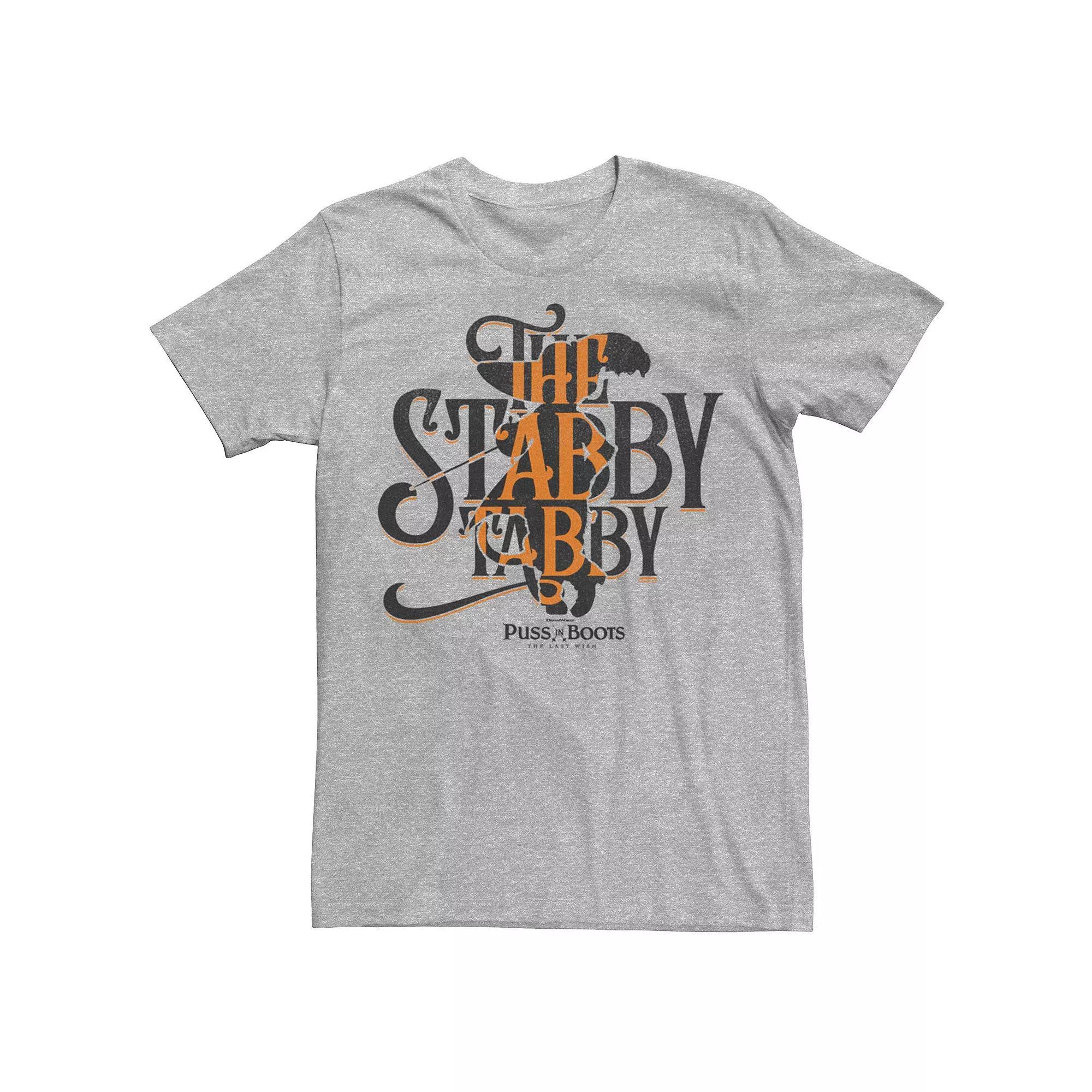 Men's Puss In Boots Stabby Tabby Silhouette Tee, Size: Small, Athletic Grey Product Image