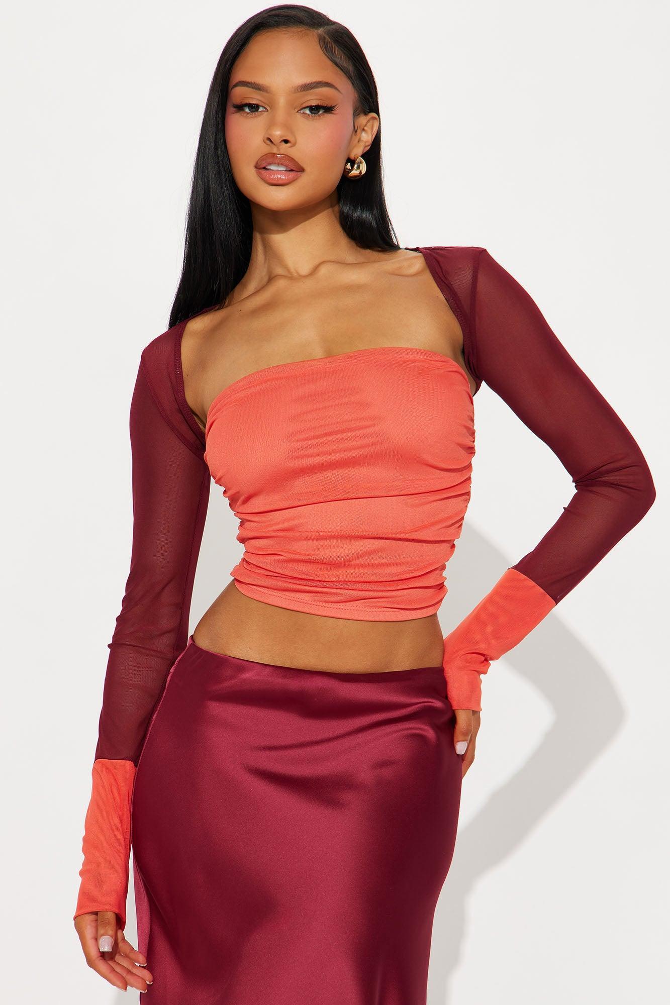 All For Fun Two Piece Top - Orange/combo Product Image