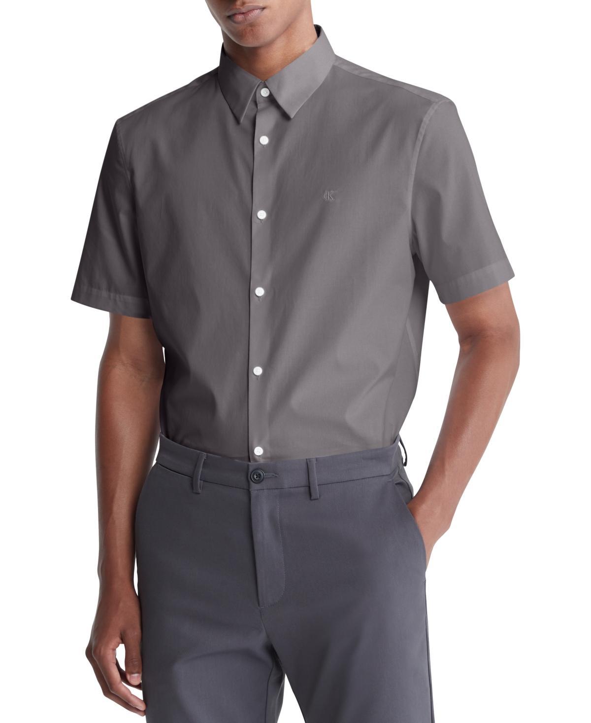 Calvin Klein Men's Cotton Stretch Slim Button-Down Shirt - Black - S Product Image