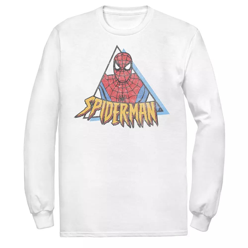 Men's Marvel Spider-Man Retro Triangle Portrait Tee, Size: Large, White Product Image