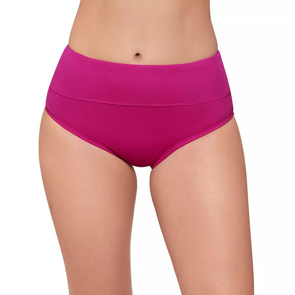 Women's Eco Beach Ribbed High Waist Swim Briefs, Size: Large, Pink Product Image