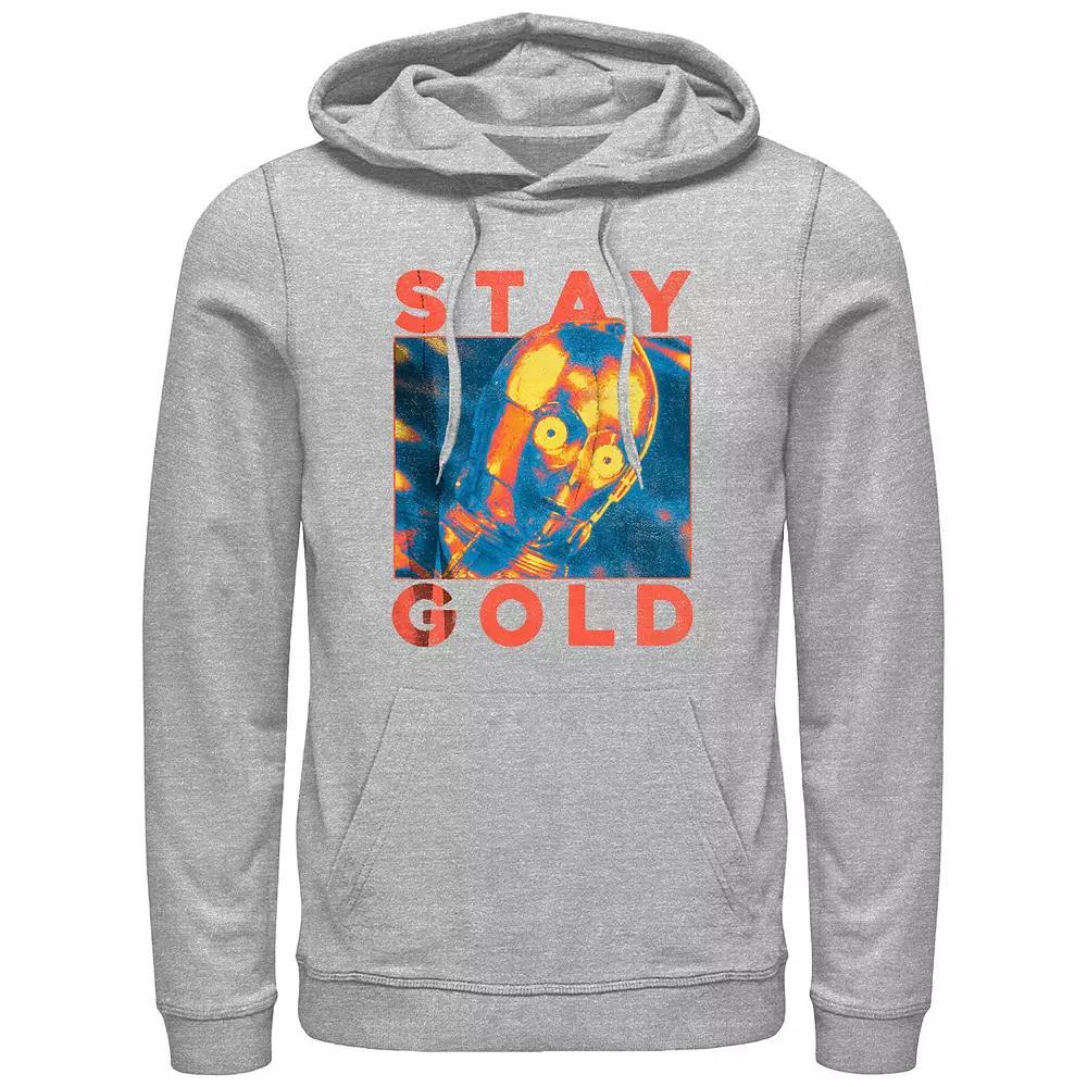 Men's Star Wars C-3PO Stay Gold Graphic Hoodie, Size: XL, Athletic Grey Product Image
