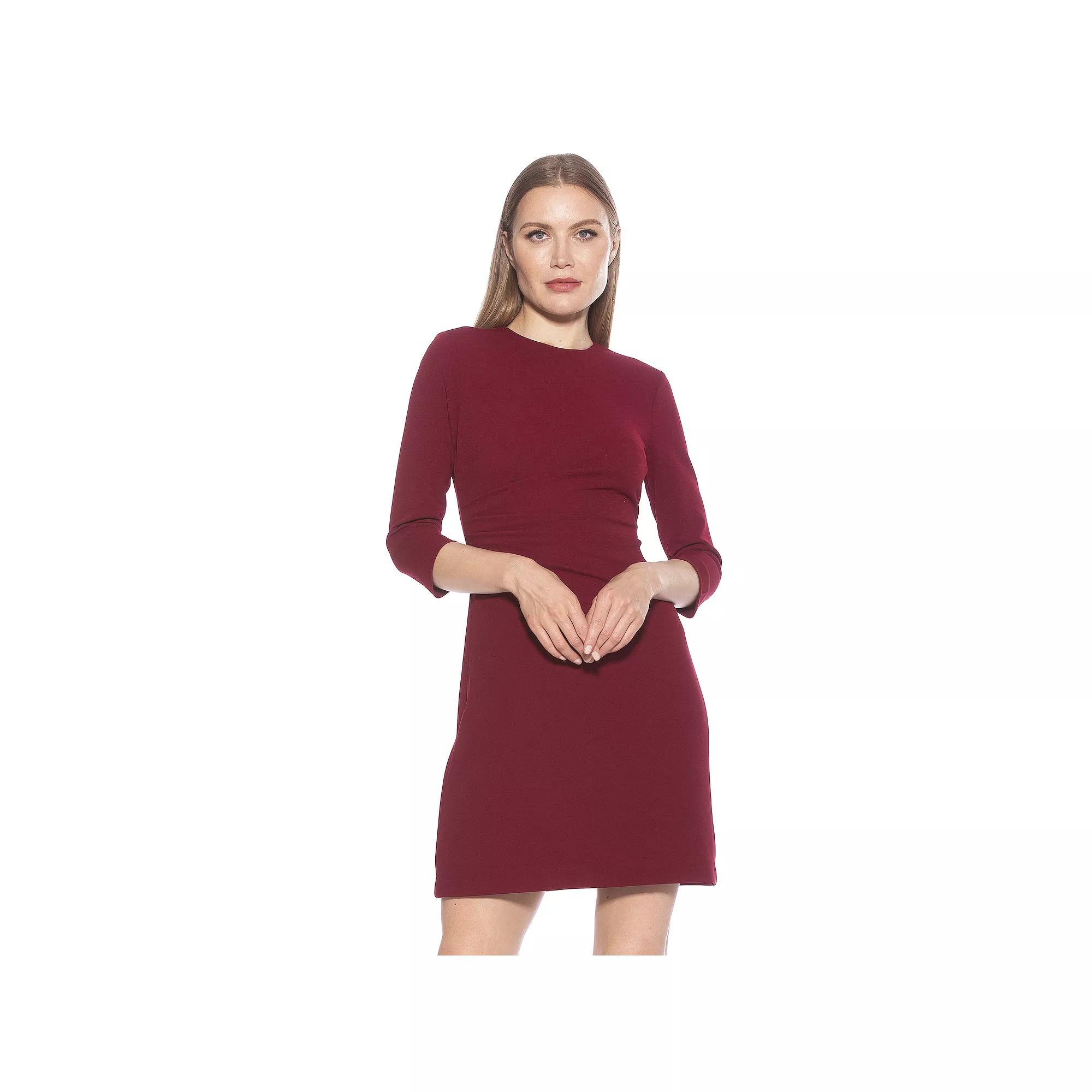 Women's ALEXIA ADMOR Cristal Crewneck Pleated Dress, Size: XL, Red Product Image