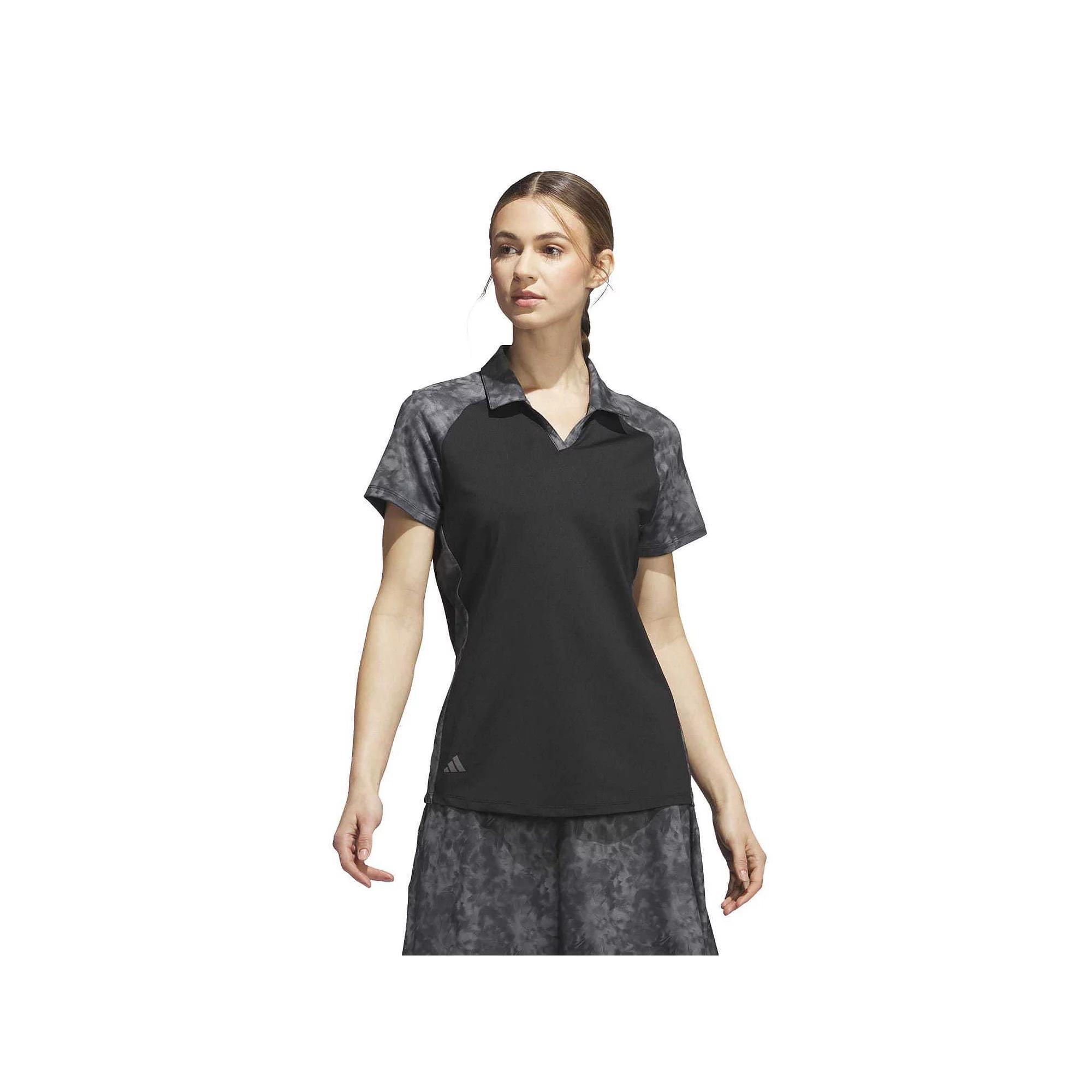 Women's adidas Printed Golf Polo, Size: Small, Black Product Image