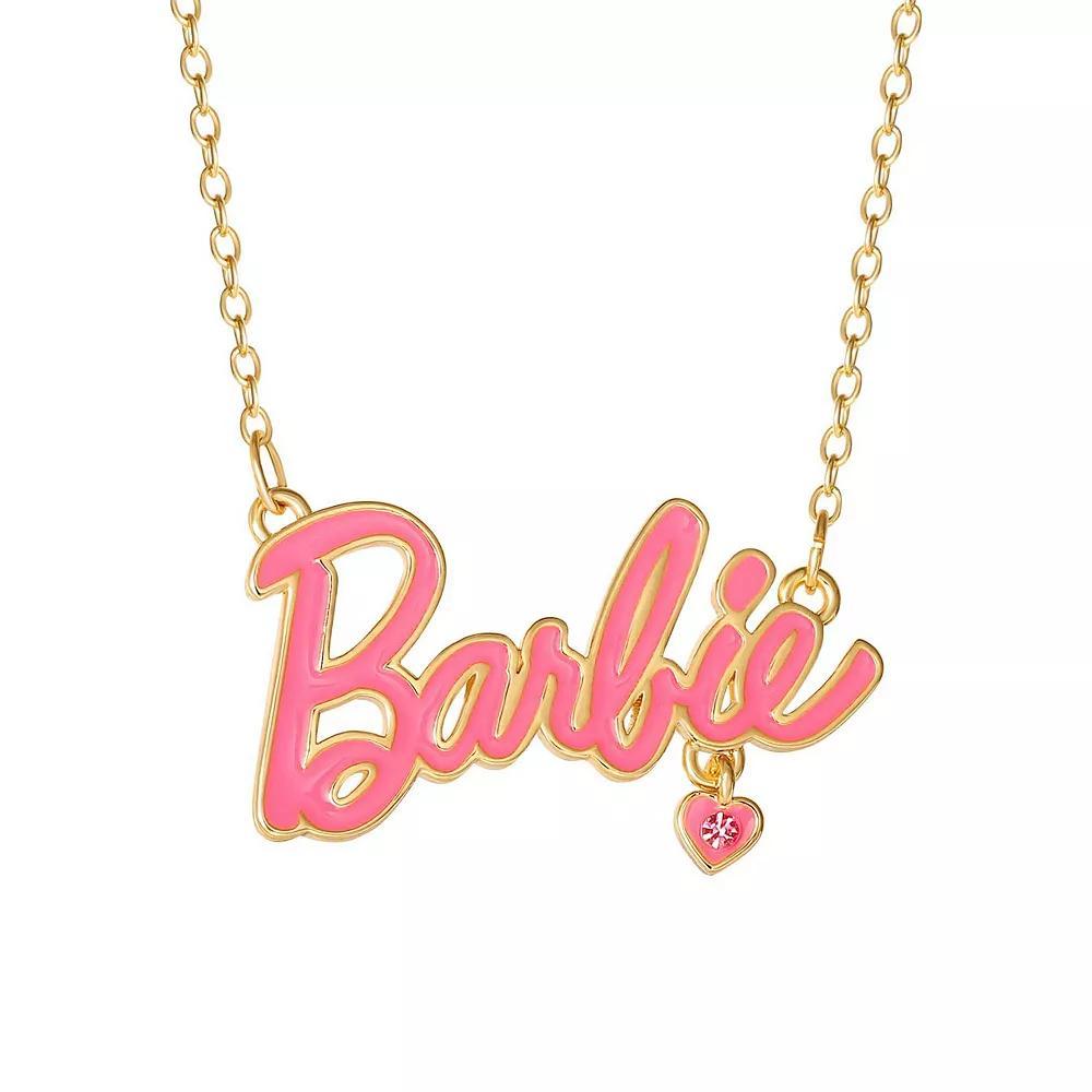 Barbie® Crystal Nameplate Necklace, Women's, Size: 16-18" ADJ, Gold Tone Product Image