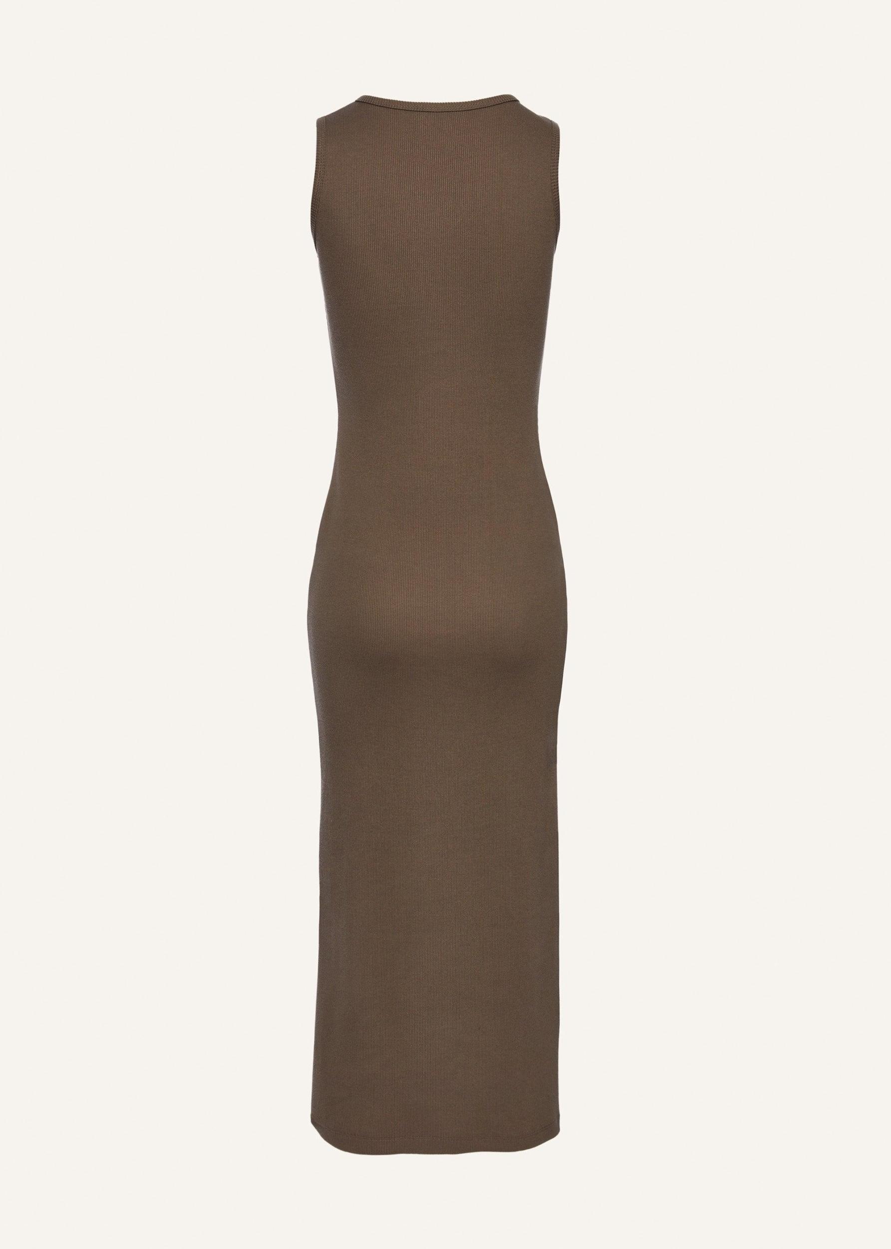 Crochet bra cotton tank dress in khaki Product Image