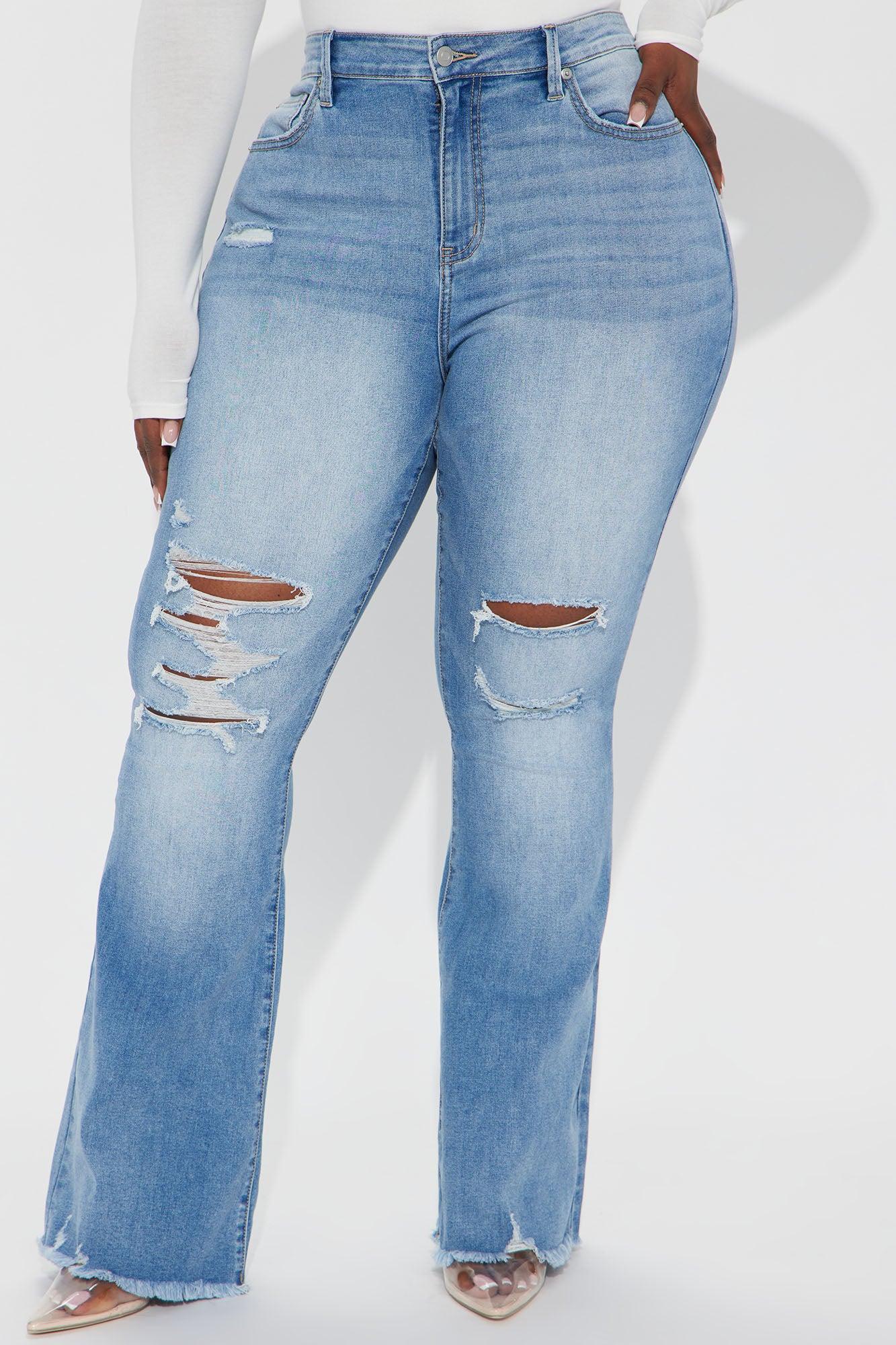 Wandered Off Stretch Ripped Flare Jeans - Light Wash Product Image