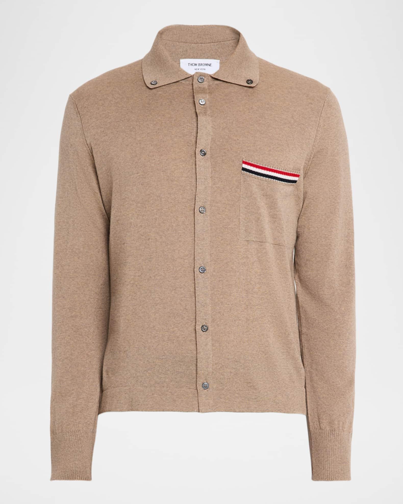 Men's Wool Knit Grosgrain-Trim Pocket Cardigan Product Image
