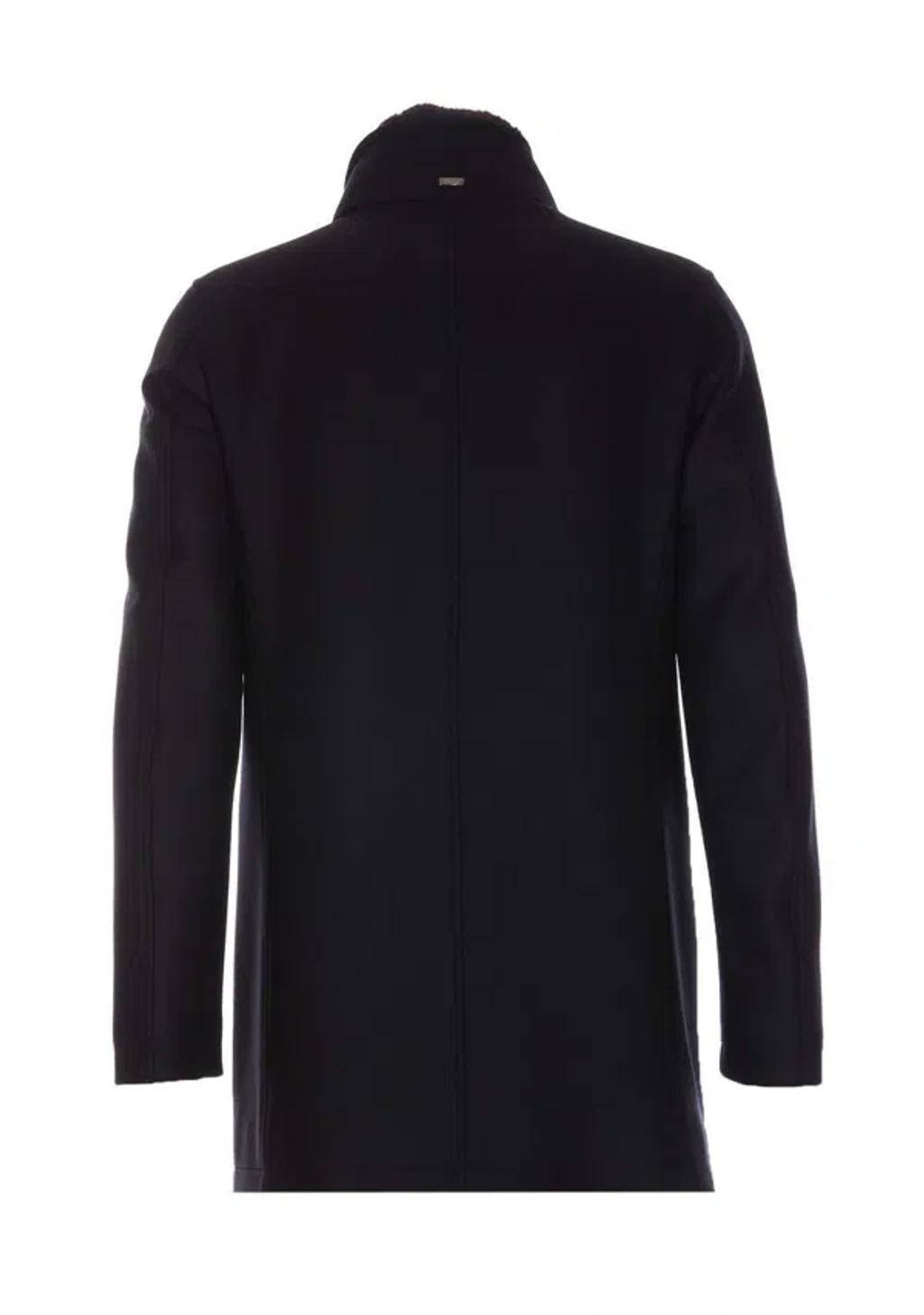 HERNO Carcoat In Faux Fur In Blue Product Image