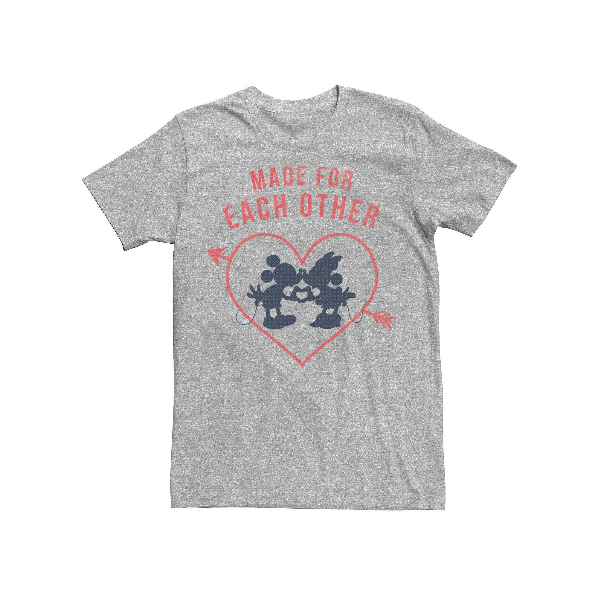 Disney's Mickey & Minnie Valentine's Day Heart Men's Tee, Size: XL, Athletic Grey Product Image