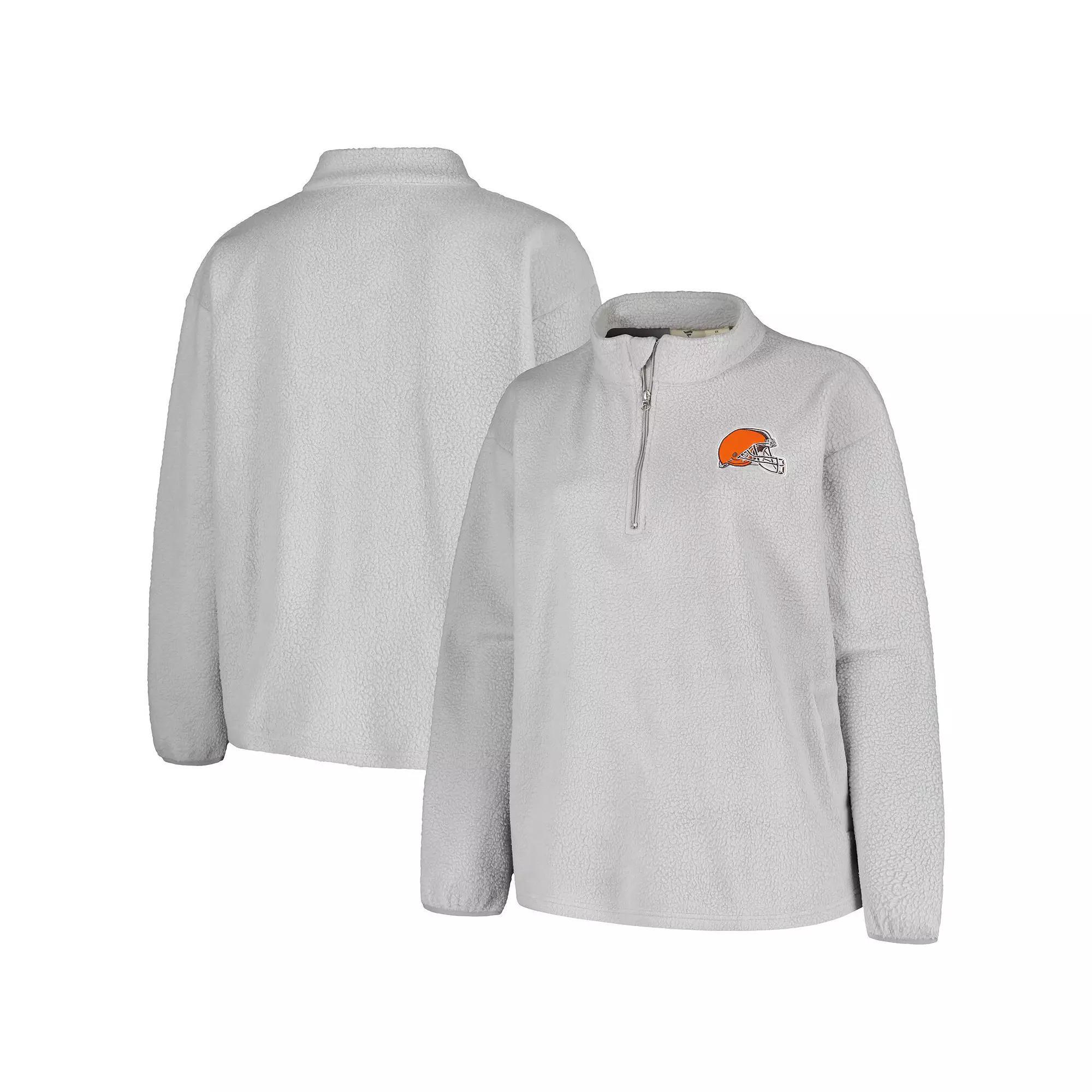 Women's Profile Gray Cleveland Browns Plus Size Sherpa Quarter-Zip Jacket, Size: 4XL, Grey Product Image
