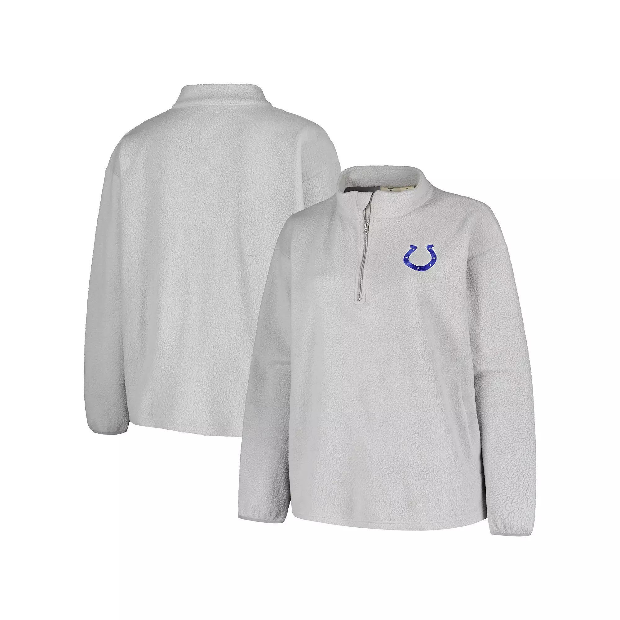 Women's Profile Gray Indianapolis Colts Plus Size Sherpa Quarter-Zip Jacket, Size: 2XL, Grey Product Image