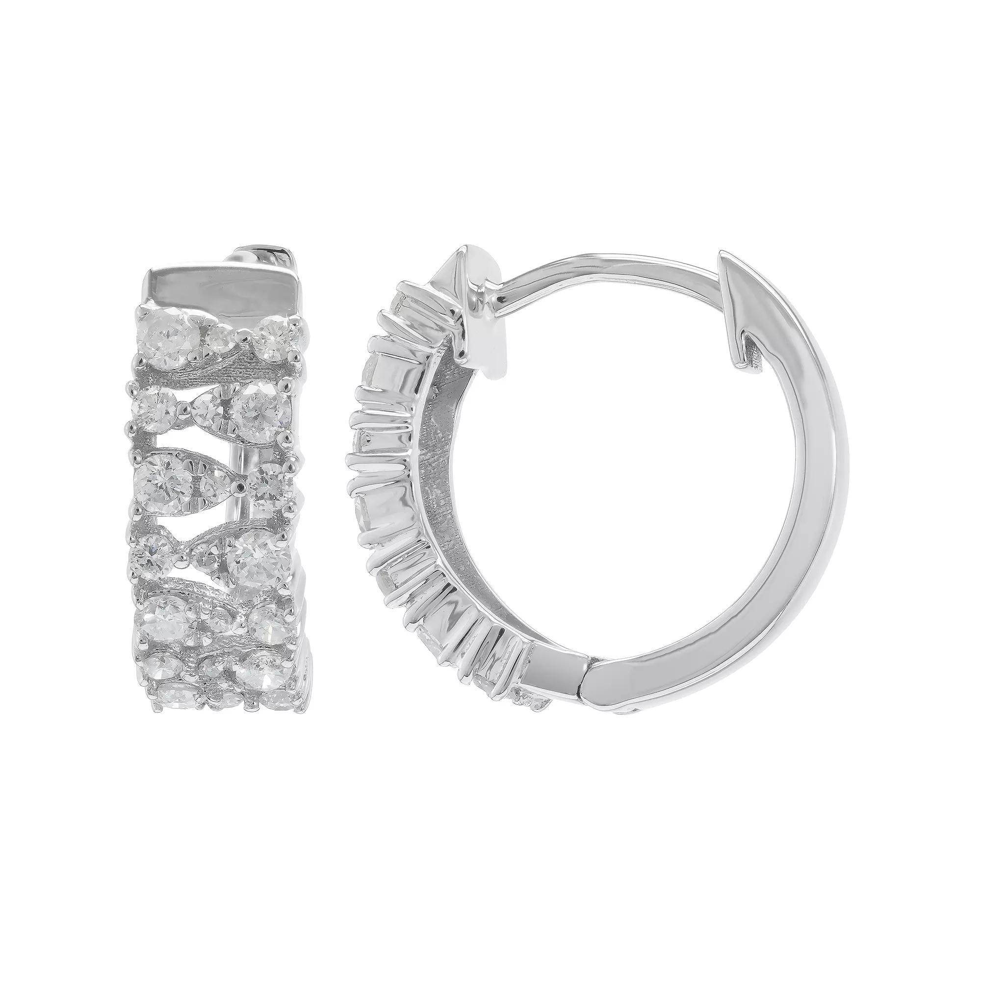 Luxle 14k White Gold 1/2 Carat T.W. Diamond Hoop Earrings, Women's Product Image