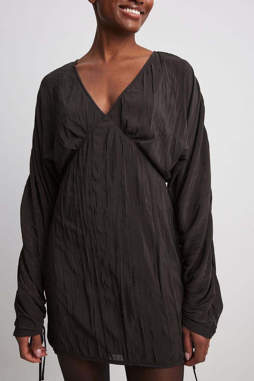 Crinkled Tie Detail Mini Dress Product Image