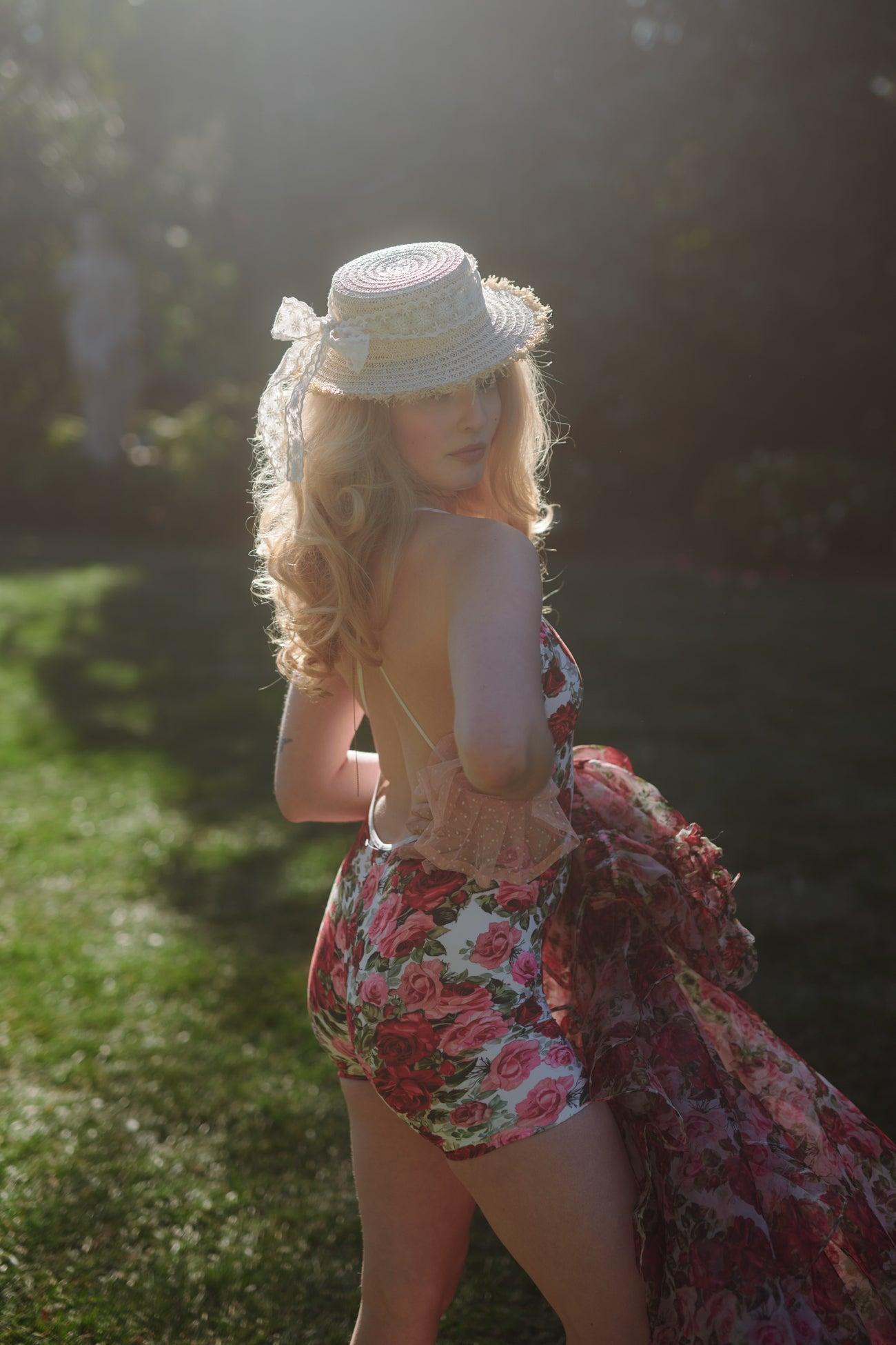 Roses Are Red Sheer Delight Ruffle Gown Product Image