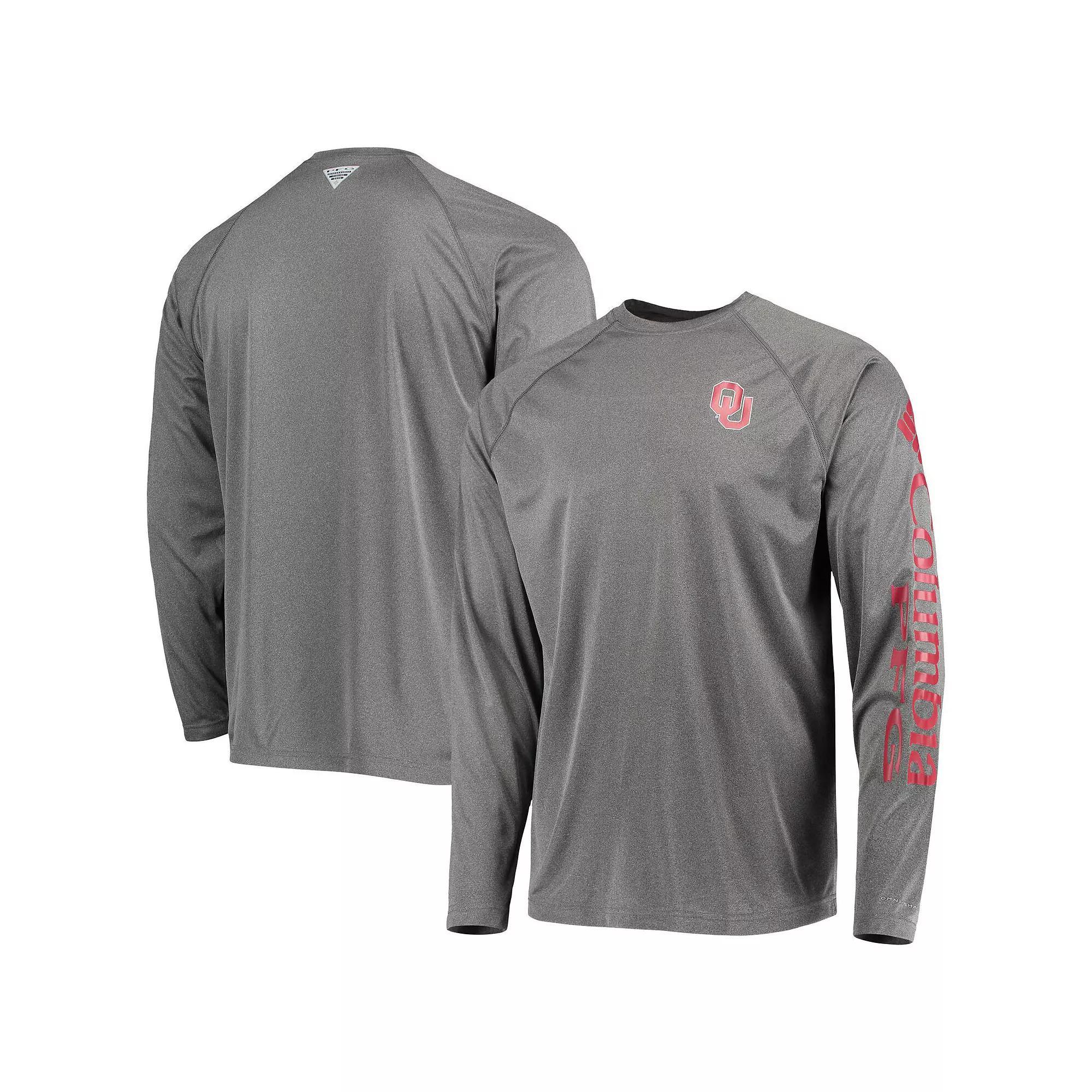 Men's Columbia Charcoal Oklahoma Sooners PFG Terminal Tackle Omni-Shade Long Sleeve T-Shirt, Size: Large Product Image