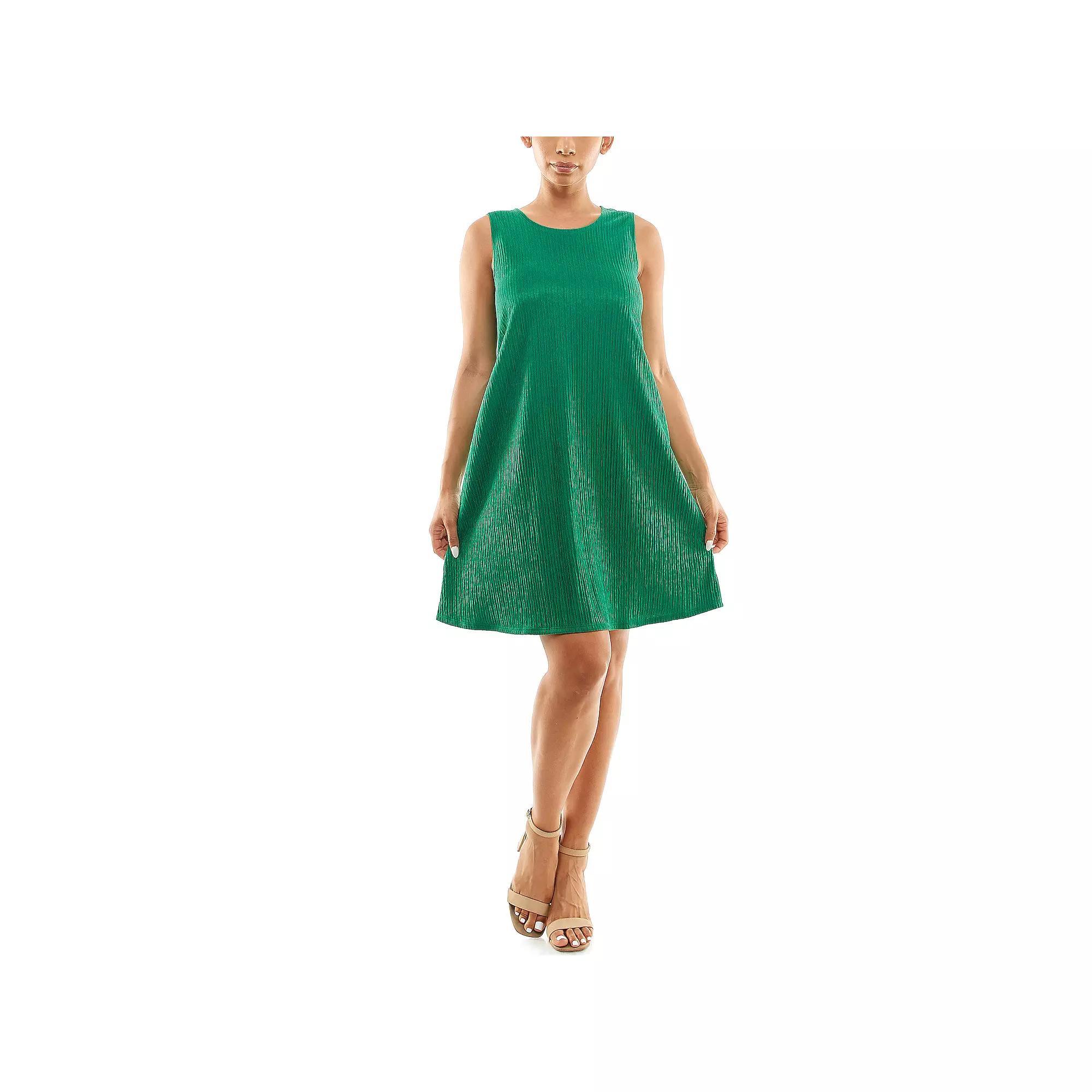 Women's Nina Leonard Sleeveless Textured Trapeze Dress, Size: XL, Spring Green Product Image