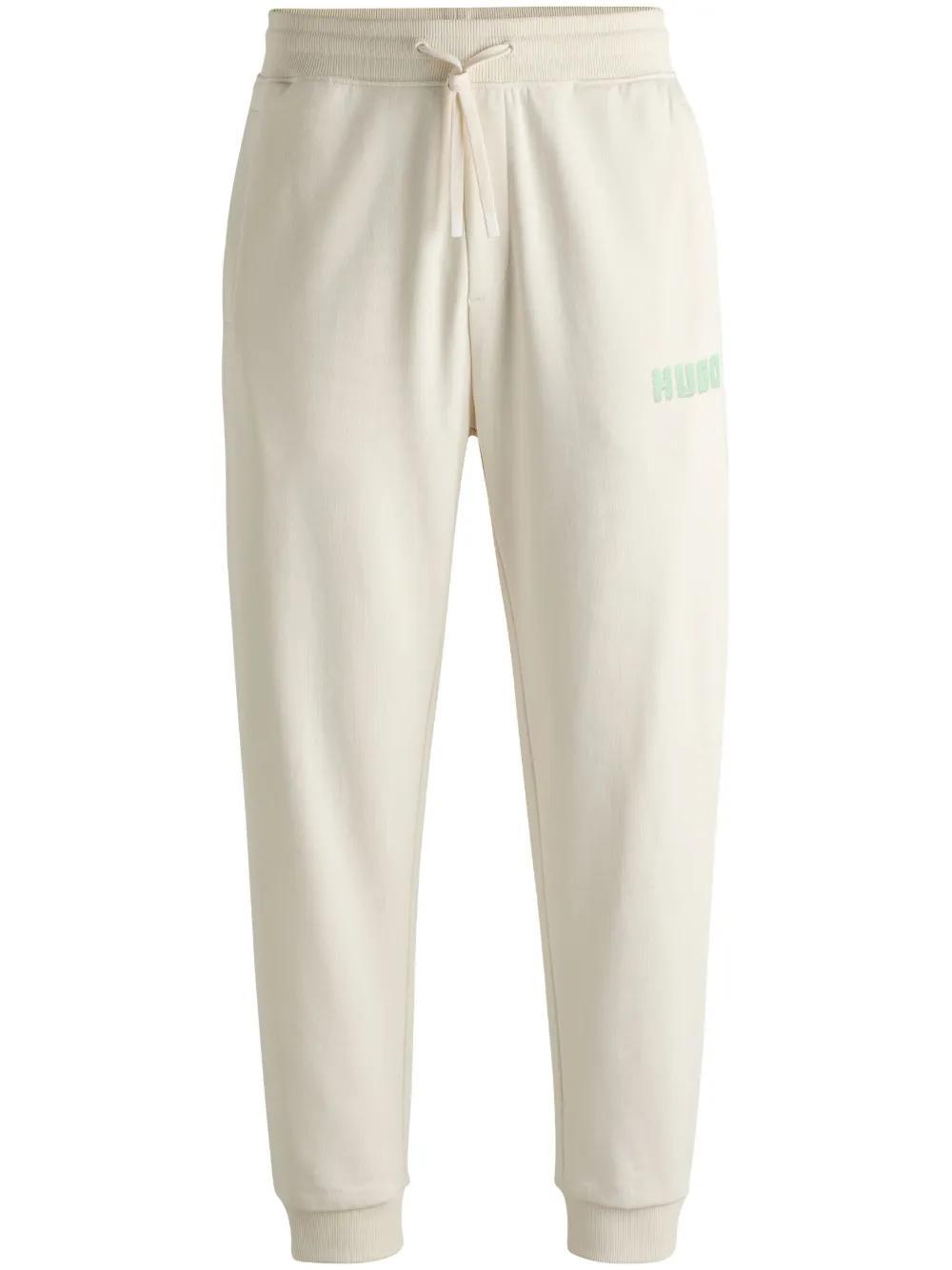 HUGO BOSS Cotton-terry Tracksuit Bottoms With Logo Print In White Product Image