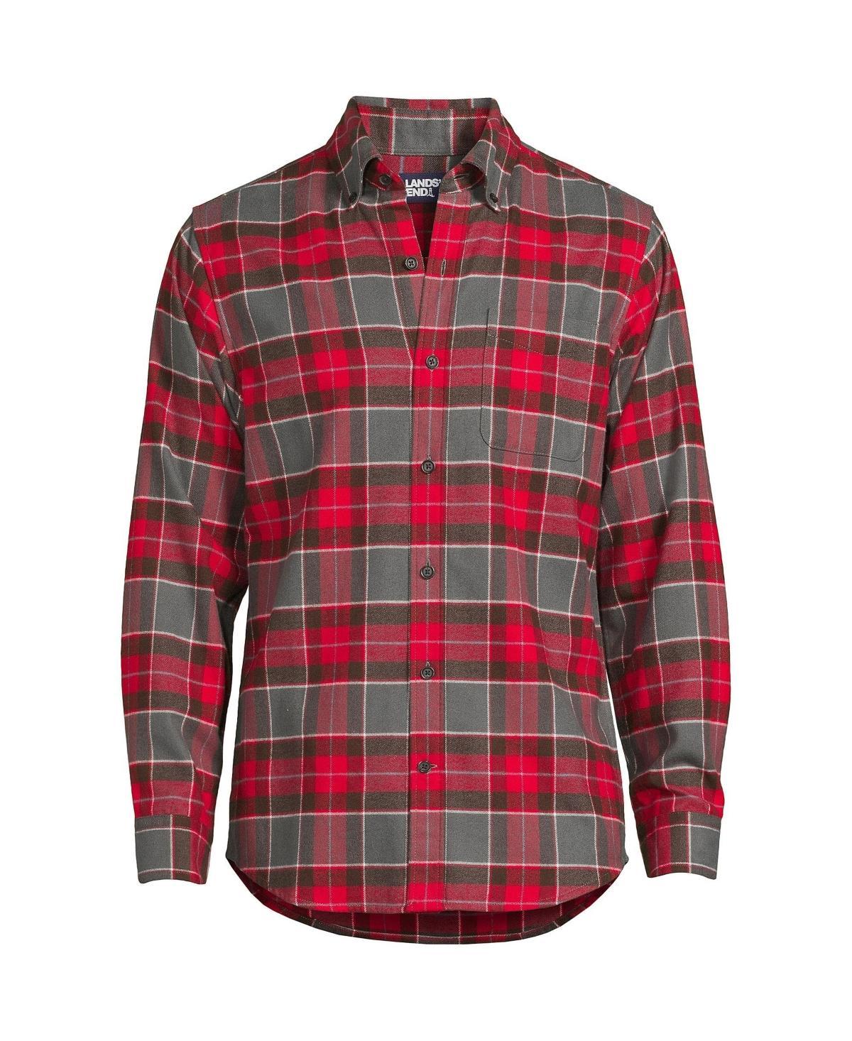 Men's Lands' End Traditional-Fit Flagship Flannel Shirt, Size: XL, Navy Green Plaid Product Image