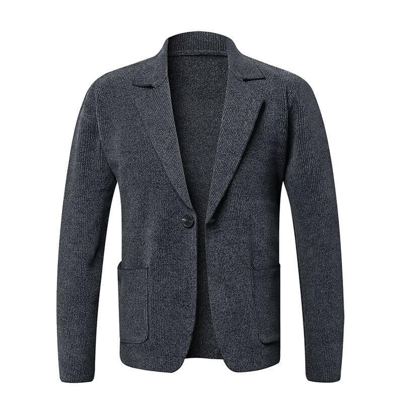 Notch Lapel Ribbed Single-Button Cardigan Product Image