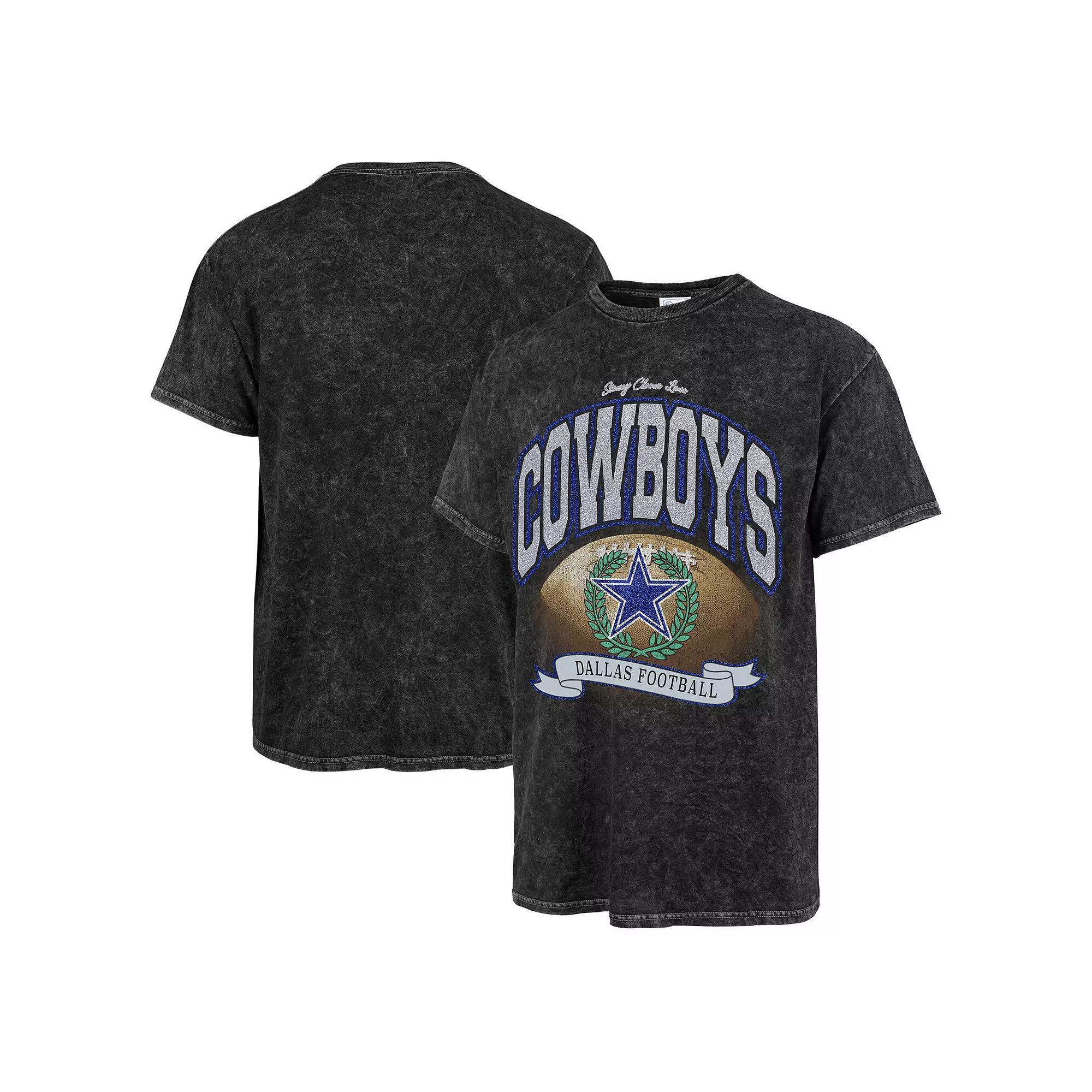 Women's Stoney Clover Lane x '47 Black Dallas Cowboys Glitter Rocker Retro Tubular T-Shirt, Size: Large Product Image