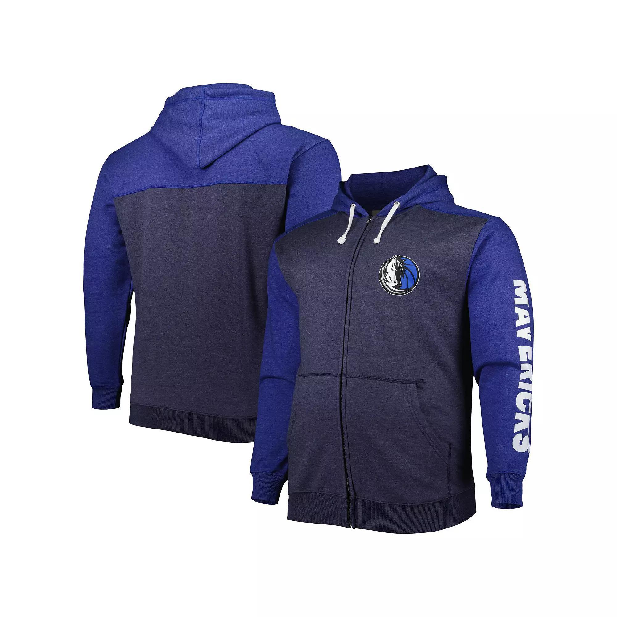 Men's Fanatics Branded Navy/Royal Dallas Mavericks Big & Tall Down and Distance Full-Zip Hoodie, Size: 2XB, Blue Product Image