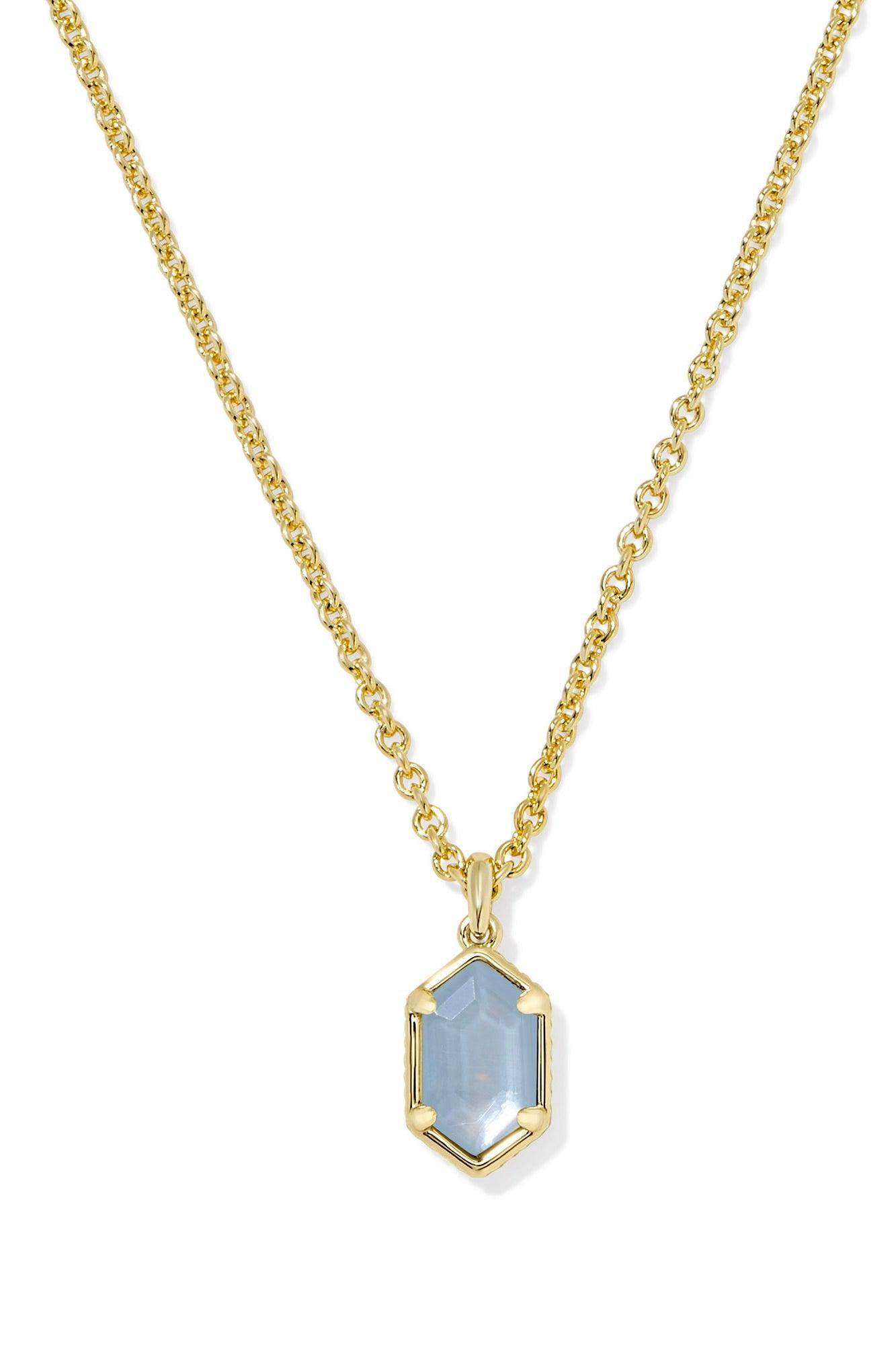 Hallie Gold Short Pendant Necklace Sky Blue Mother Of Pearl Product Image