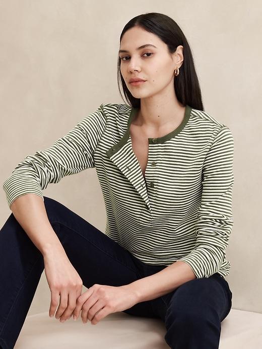Slub Ribbed Henley T-Shirt Product Image
