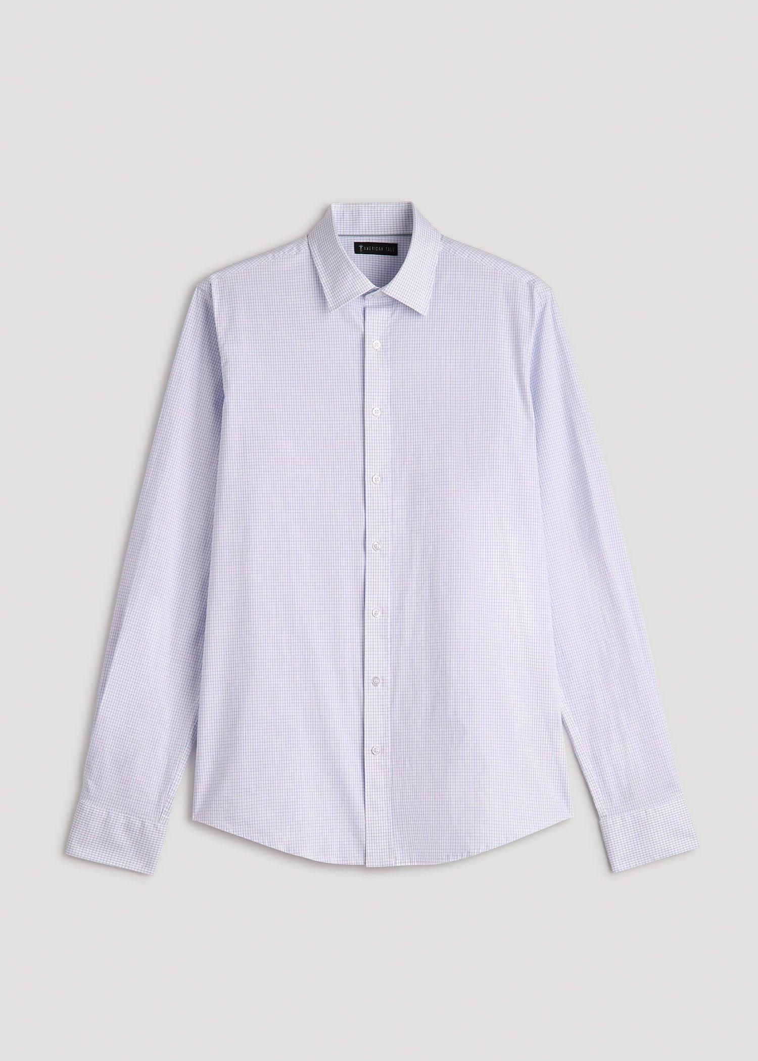 Oskar Button-Up Dress Shirt for Tall Men in Iris Mini Check Product Image