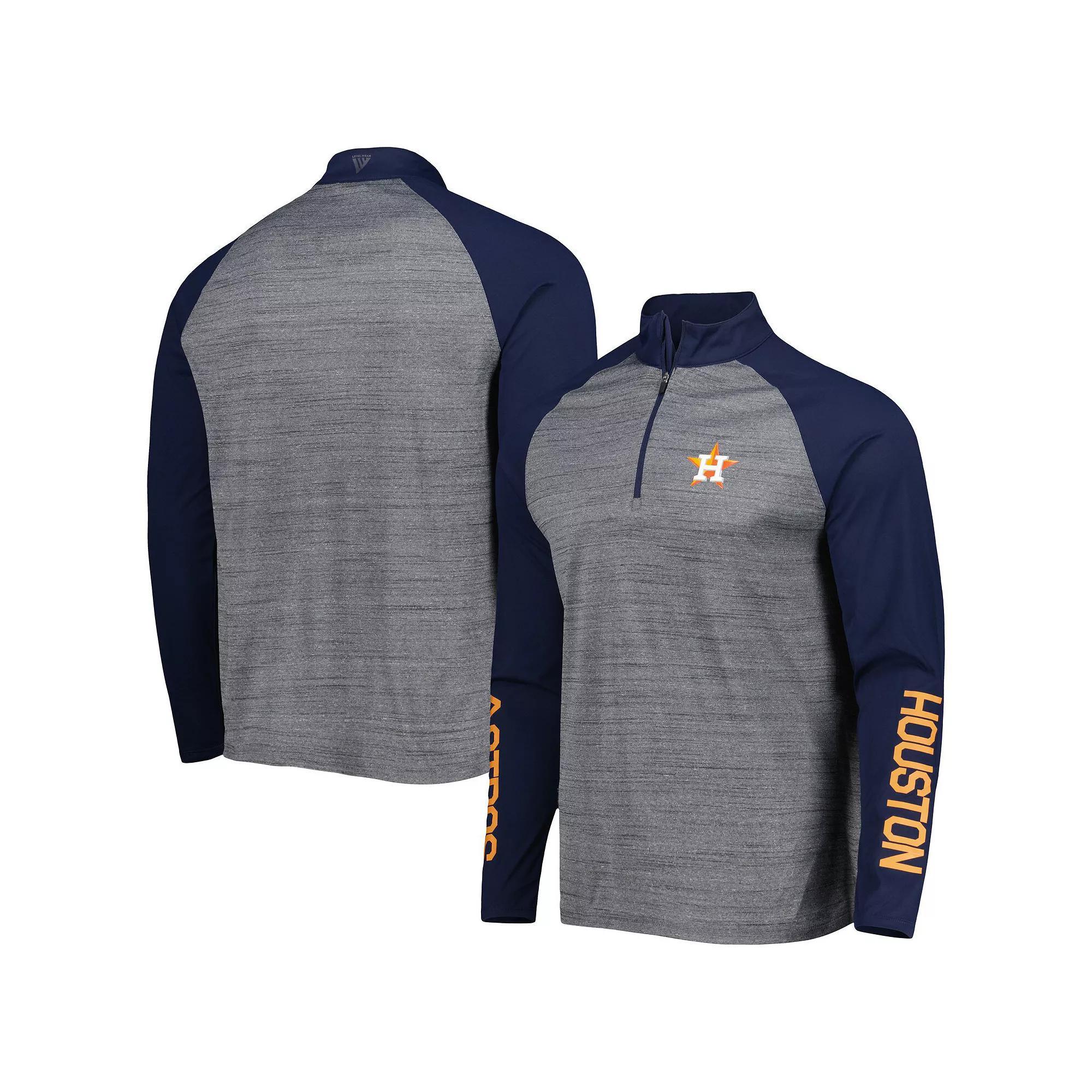 Men's Levelwear Heather Gray Houston Astros Vandal Raglan Quarter-Zip Top, Size: 2XL, Grey Product Image