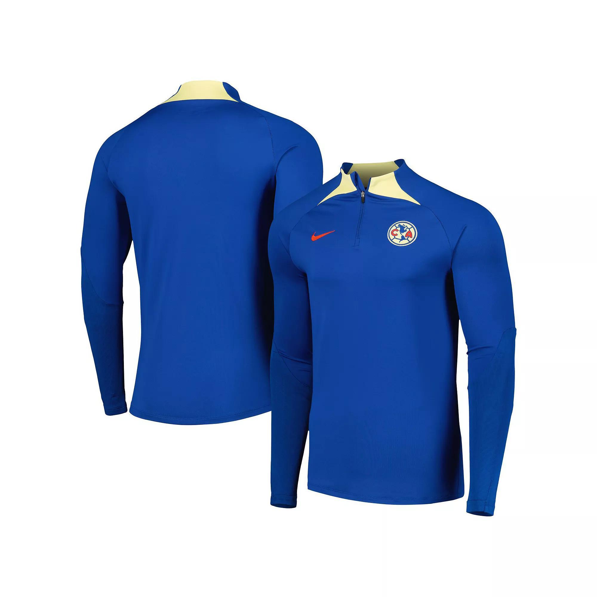 Men's Nike Blue Club America Strike Drill Performance Raglan Quarter-Zip Long Sleeve Top, Size: Medium, Caf Blue Product Image