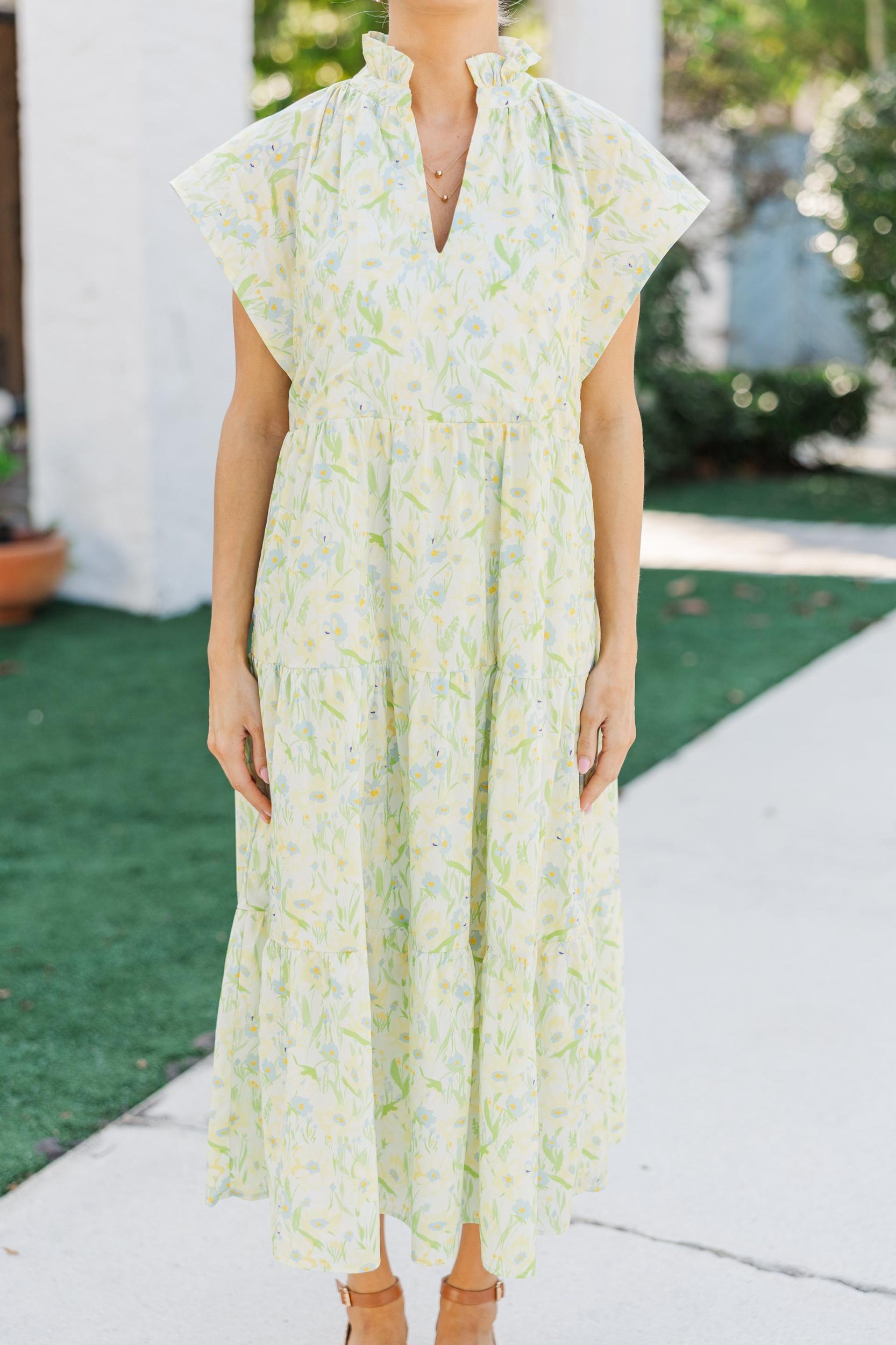 In Your Dreams Yellow Floral Midi Dress Female Product Image