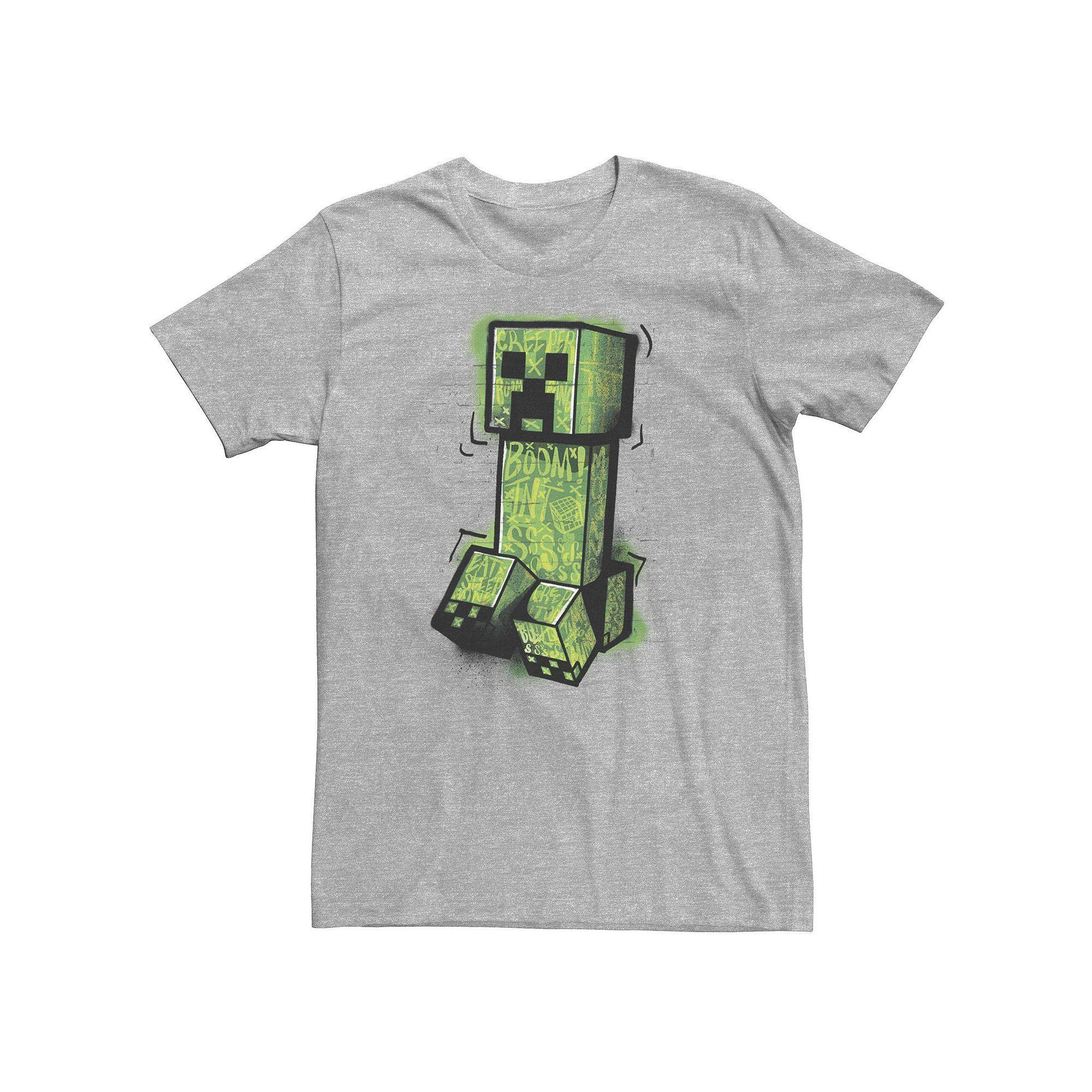 Big & Tall Minecraft Creeper Grafitti Style Portrait Tee, Men's, Size: 3XL, Athletic Grey Product Image