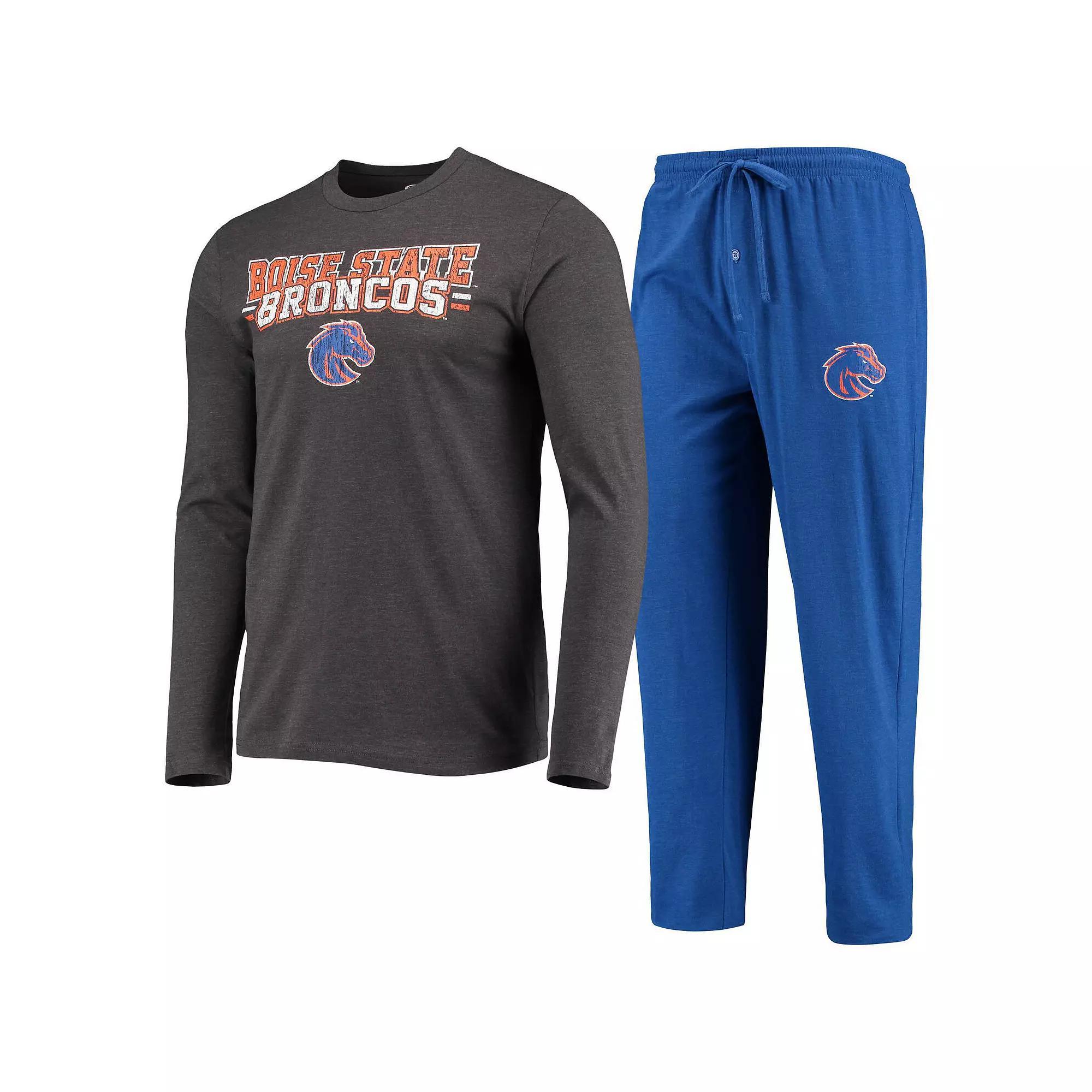 Men's Concepts Sport Royal/Heathered Charcoal Boise State Broncos Meter Long Sleeve T-Shirt & Pants Sleep Set, Size: Small, Blue Product Image