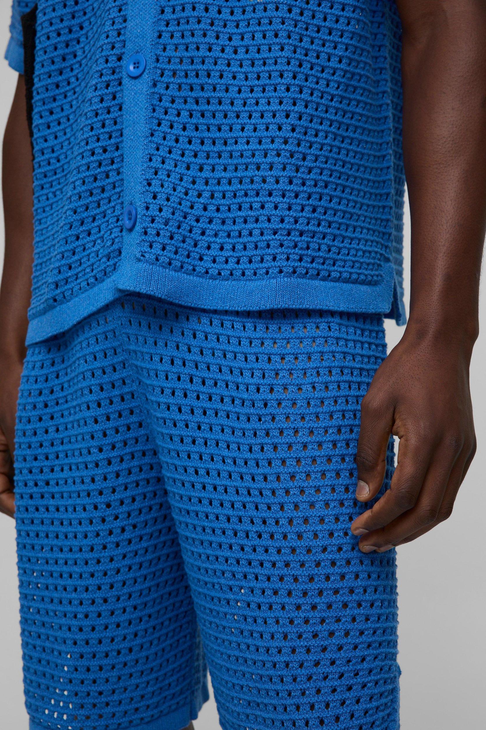 Relaxed Fit Open Stitch Basketball Knitted Shorts | boohooMAN USA Product Image