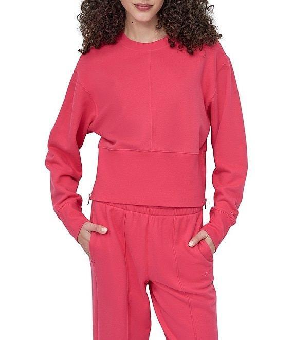 DKNY Sport By Donna Karan French Terry Cropped Crew Neck Side Zip Pullover Product Image